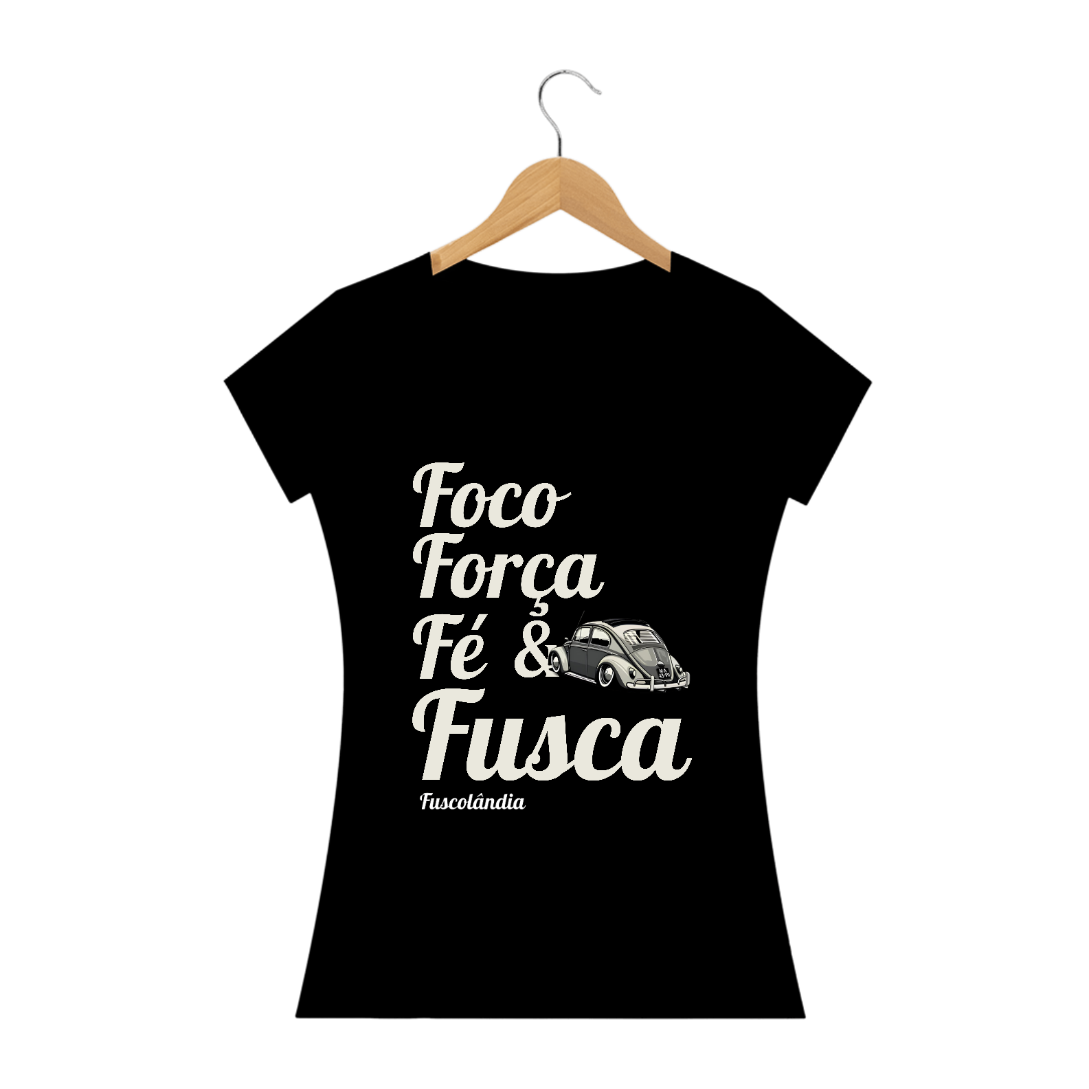 Camiseta Feminina Baby Long Quality - Foco Força Fé & Fusca
