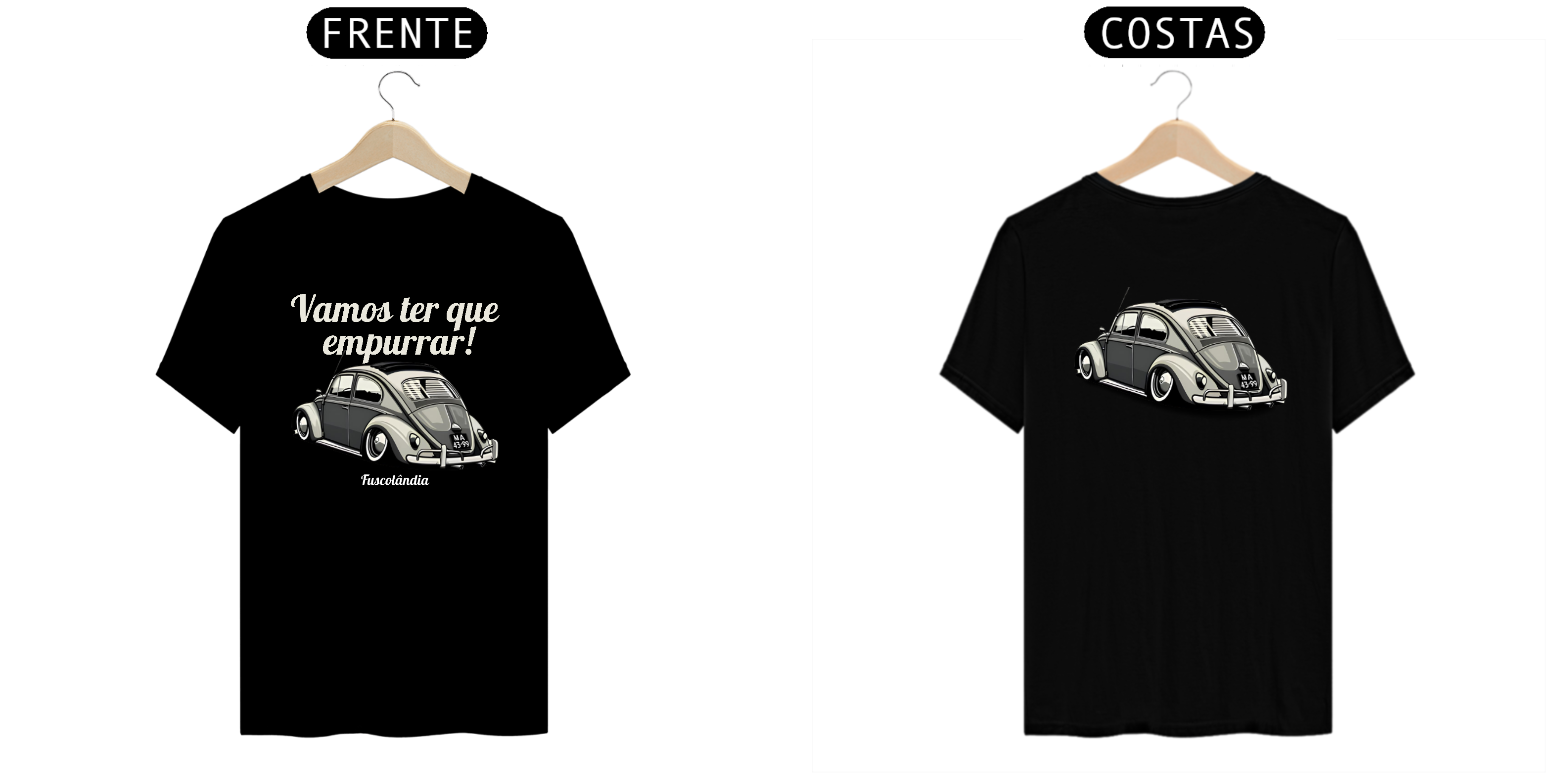 Camiseta Prime Masculina - Vamos Ter Que Empurrar - Preta - Estampa Frente E Costas