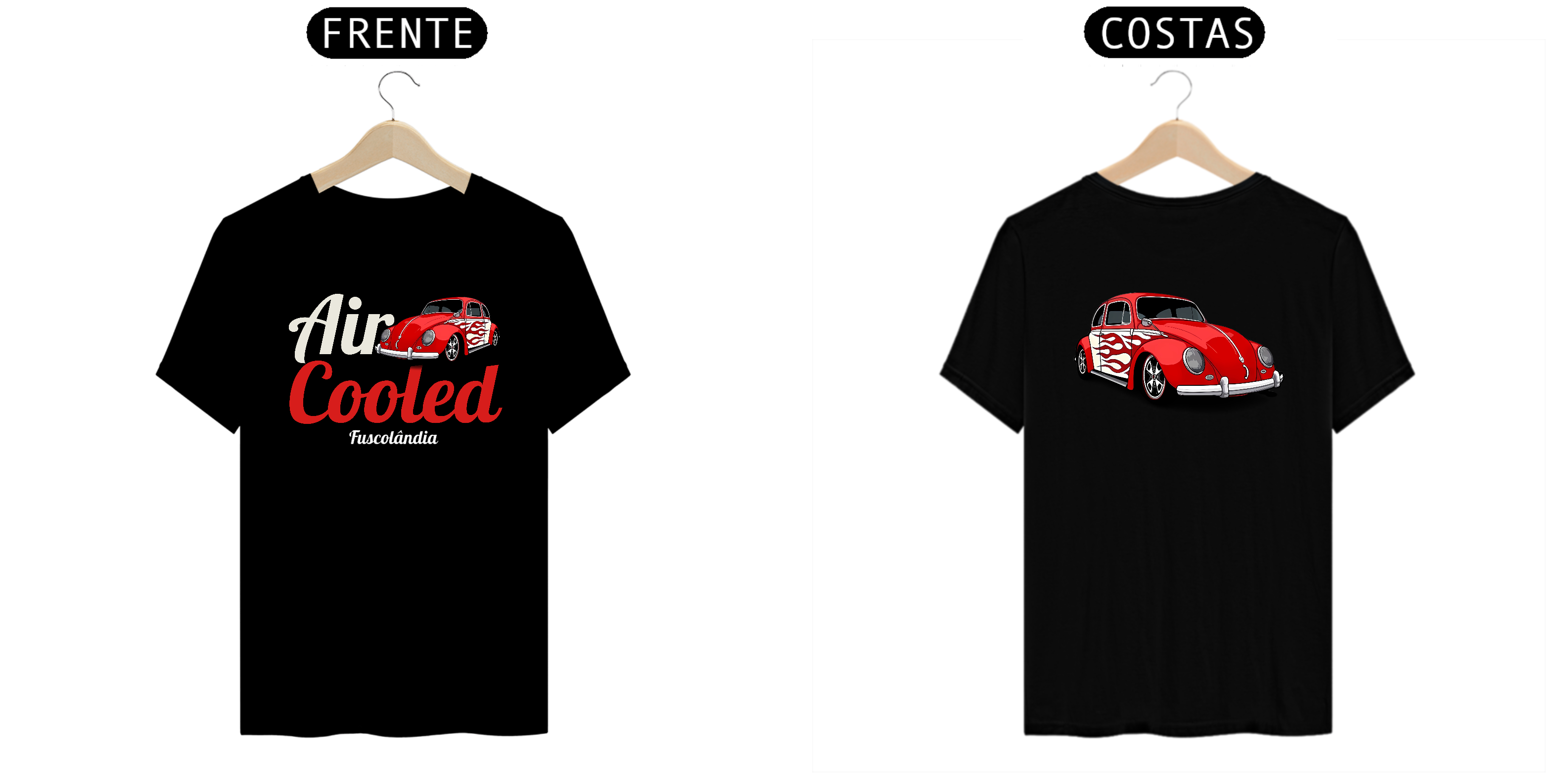 Camiseta Prime Masculina - Air Cooled - Preta - Estampa 2 Frente e Costas