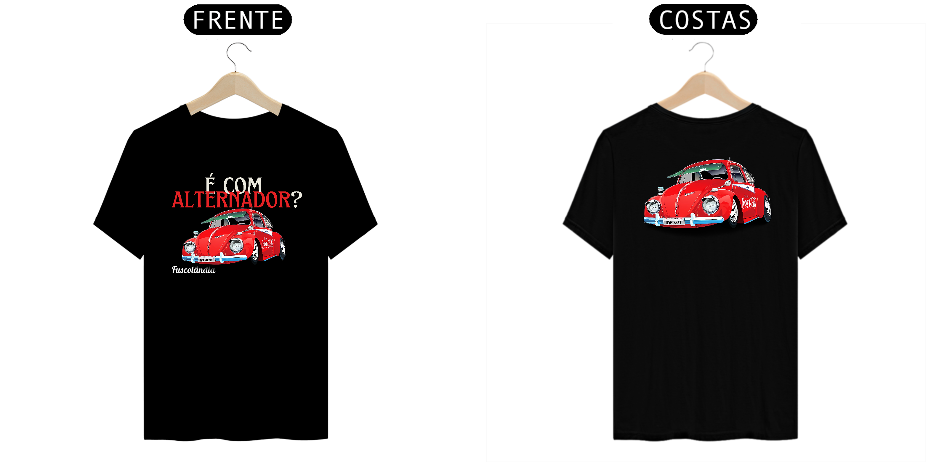 Camiseta Prime Masculina - É Com Alternador - Preta - Estampa Frente E Costas