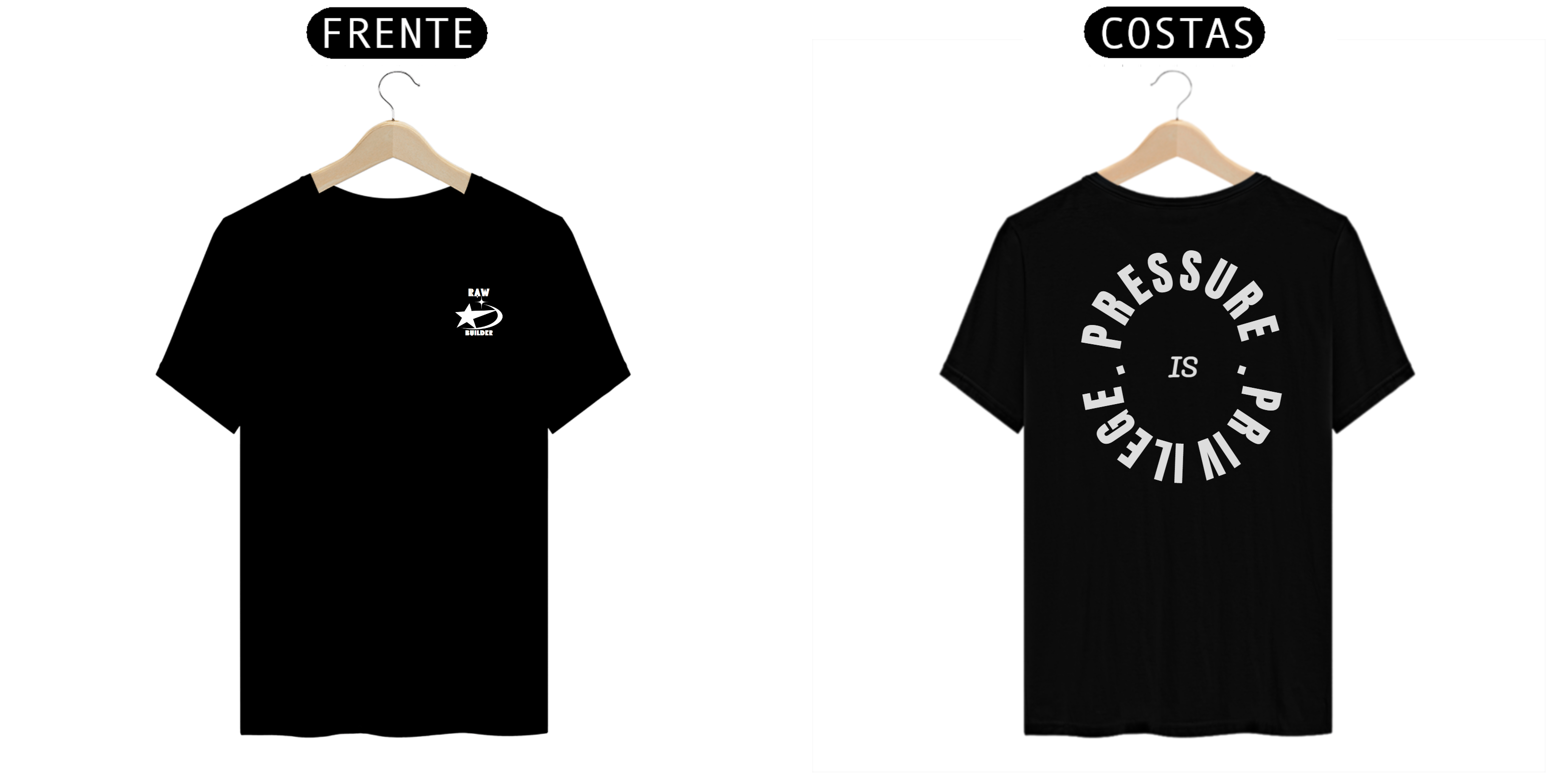 Nome do produto: Camiseta Raw Builder - Pressure is Privilege - Preta (CLASSIC)