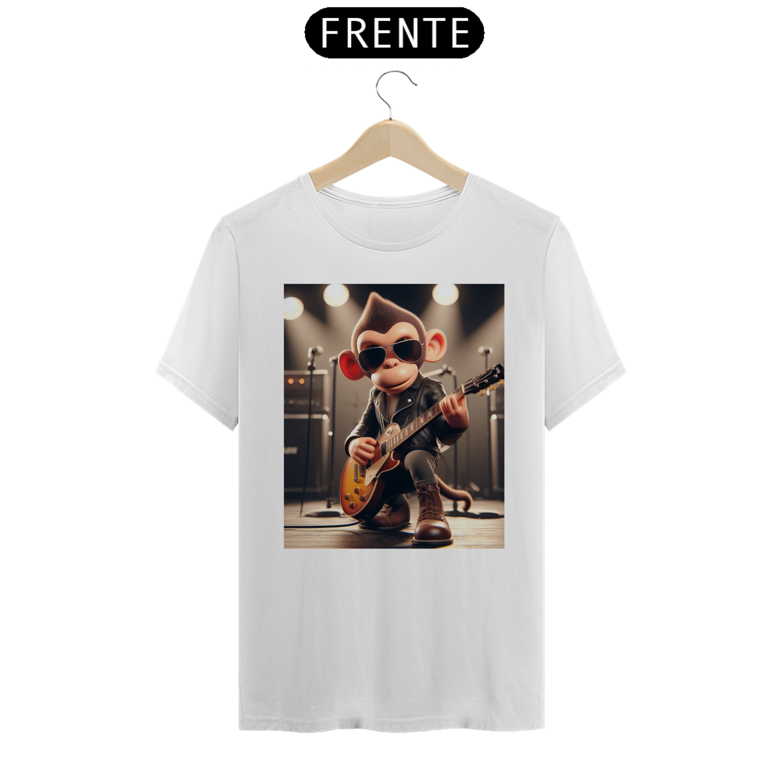 Nome do produto  Camiseta Macaco Guitarra