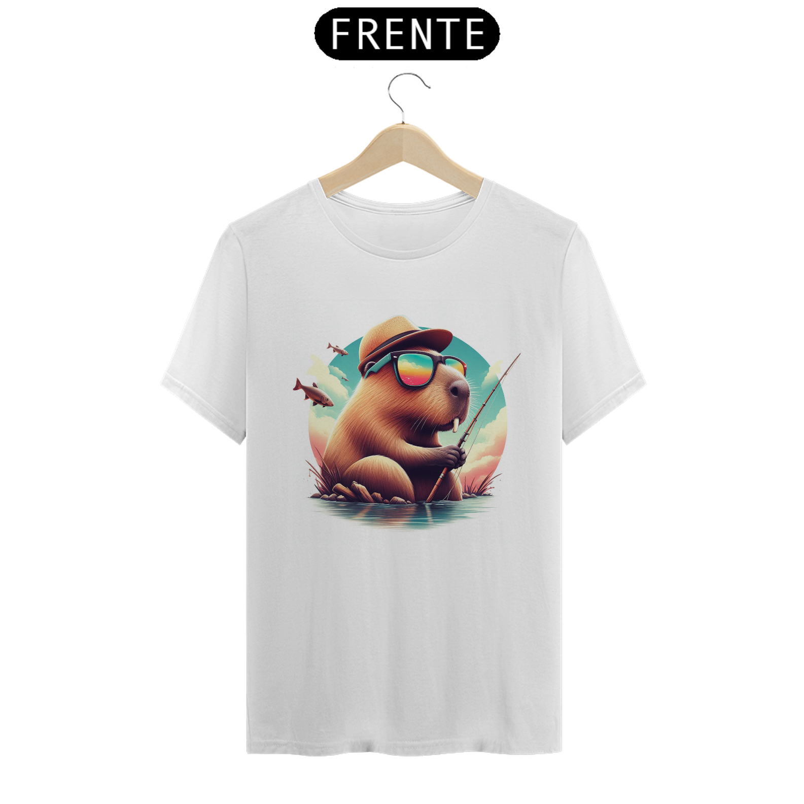 Nome do produto  Camiseta Capivara Pescando