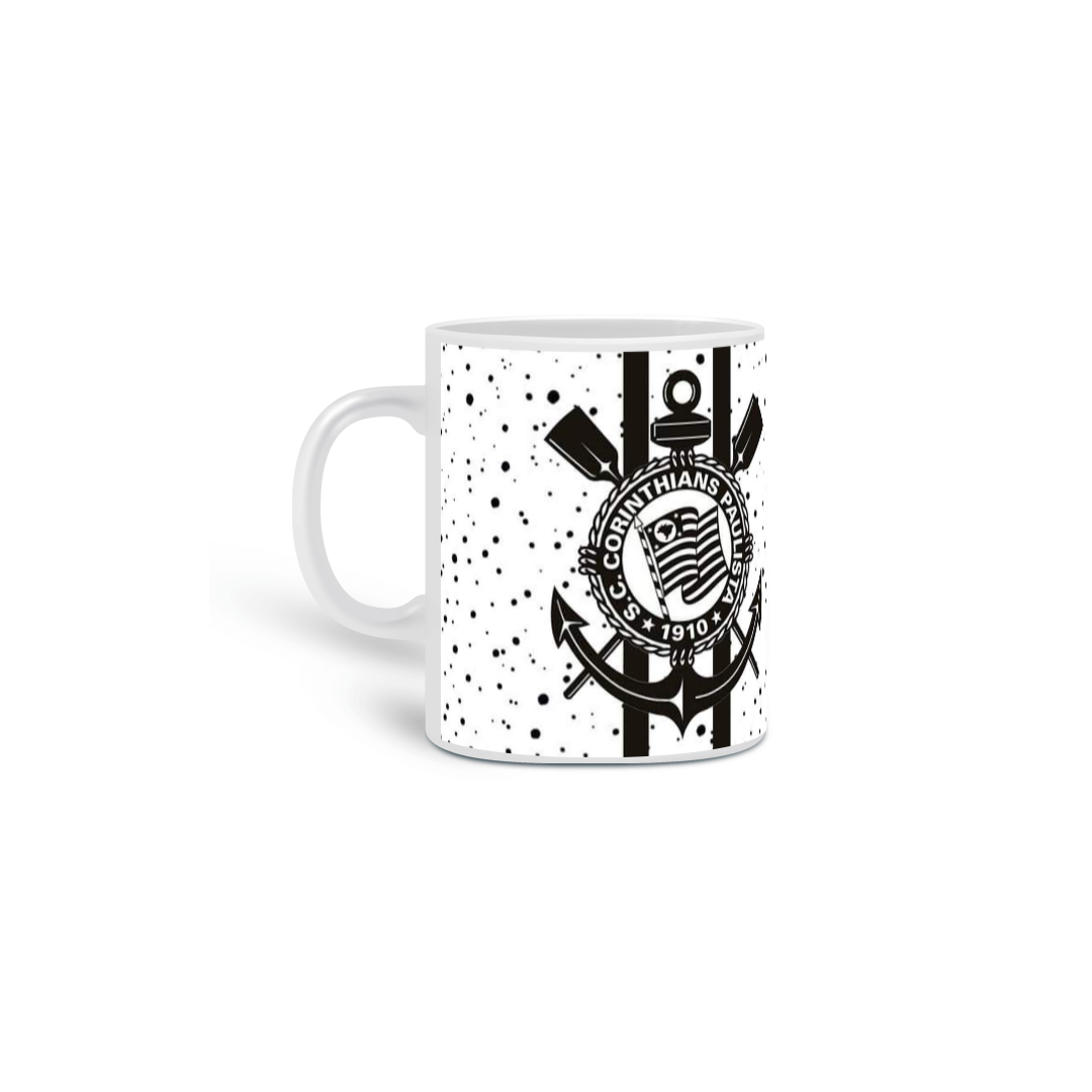 Caneca Preta e Branca - Brasão Corinthians