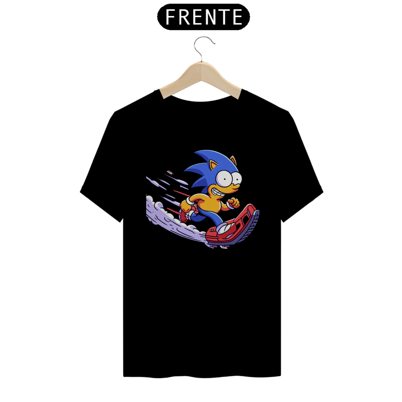 Camiseta masculina Sonic estilo Simpsons 
