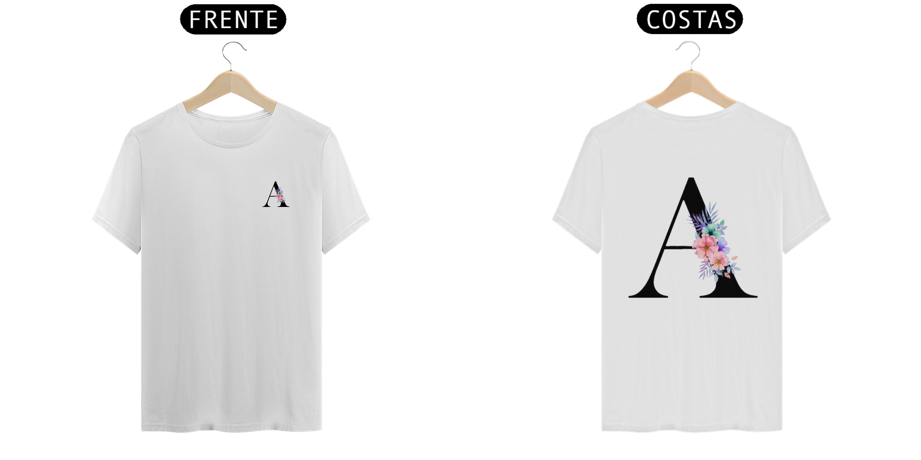 Nome do produto  Camisa T-Shirt Classic LETRA A/FLORAL