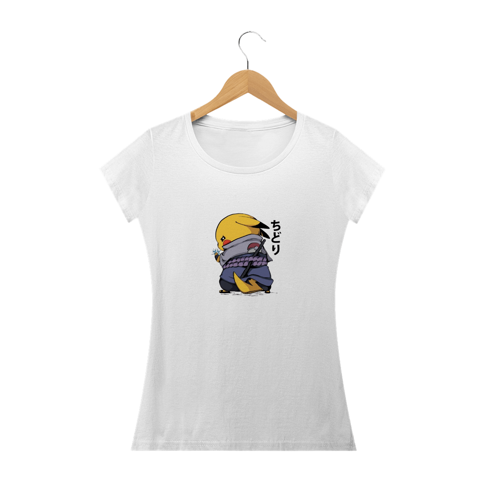 Camiseta Feminina Naruto - Sasuke / Pikachu