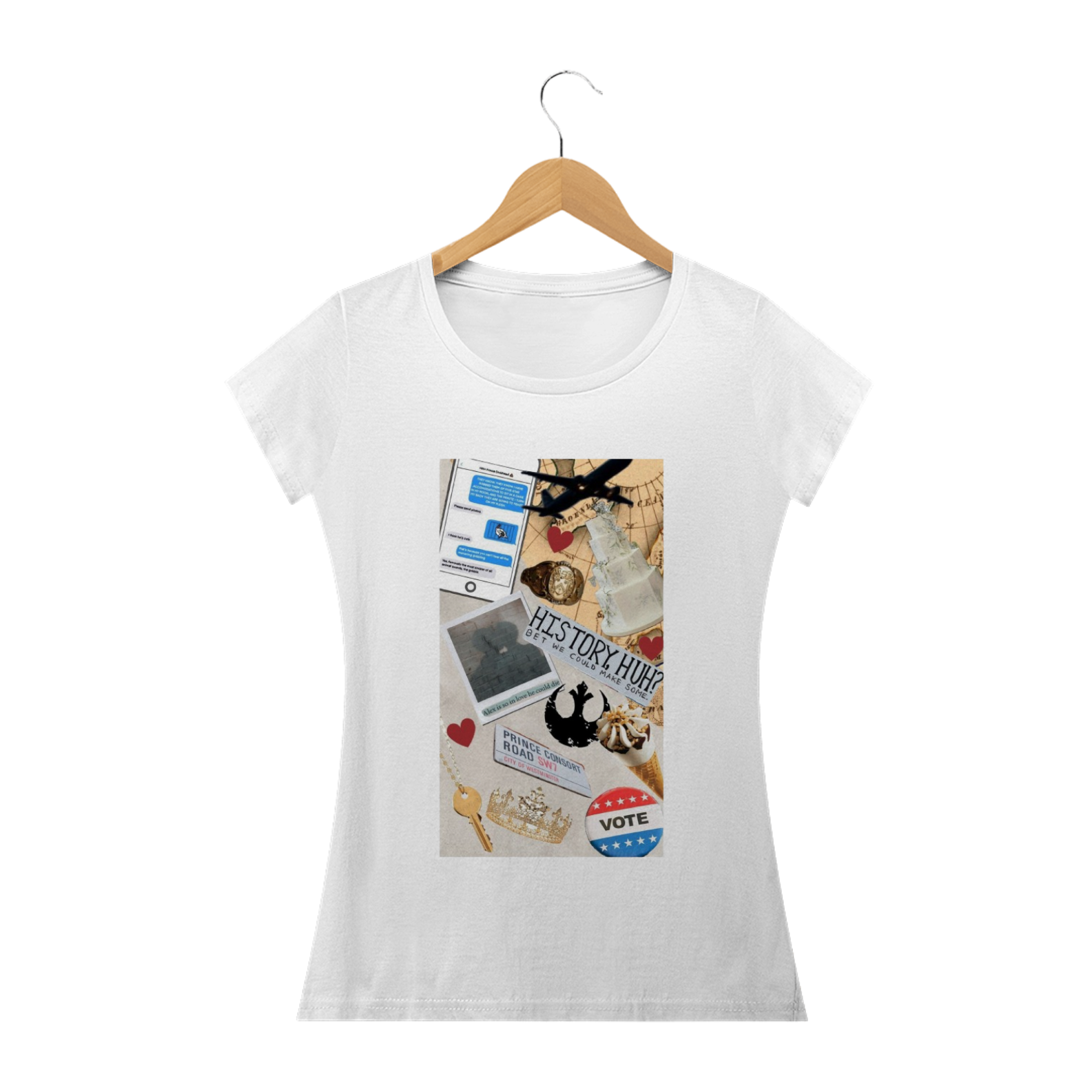 Camiseta Feminina Vermelho Branco e Sangue azul  - History