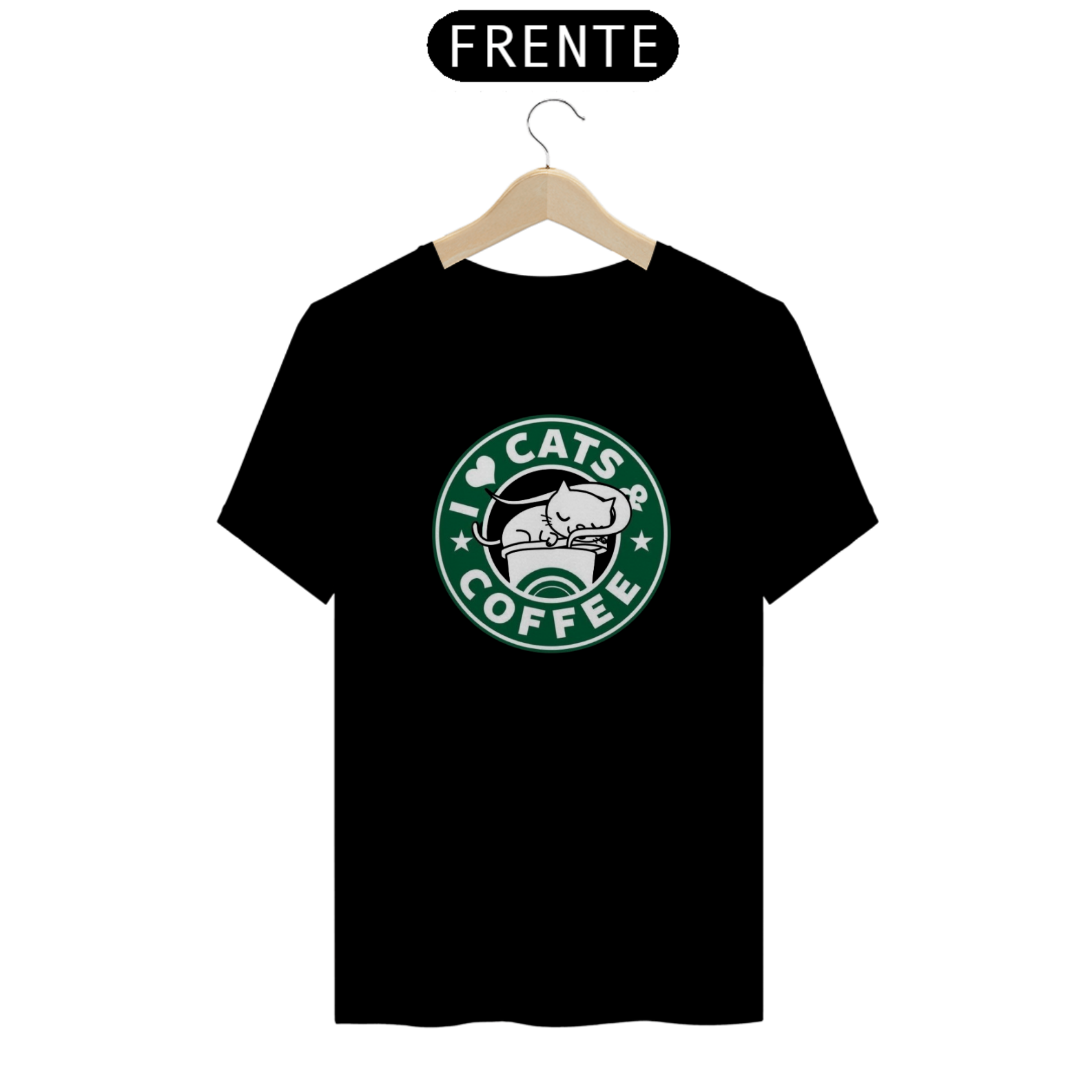 Camiseta Classica Cats - I Love Cats & Coffee