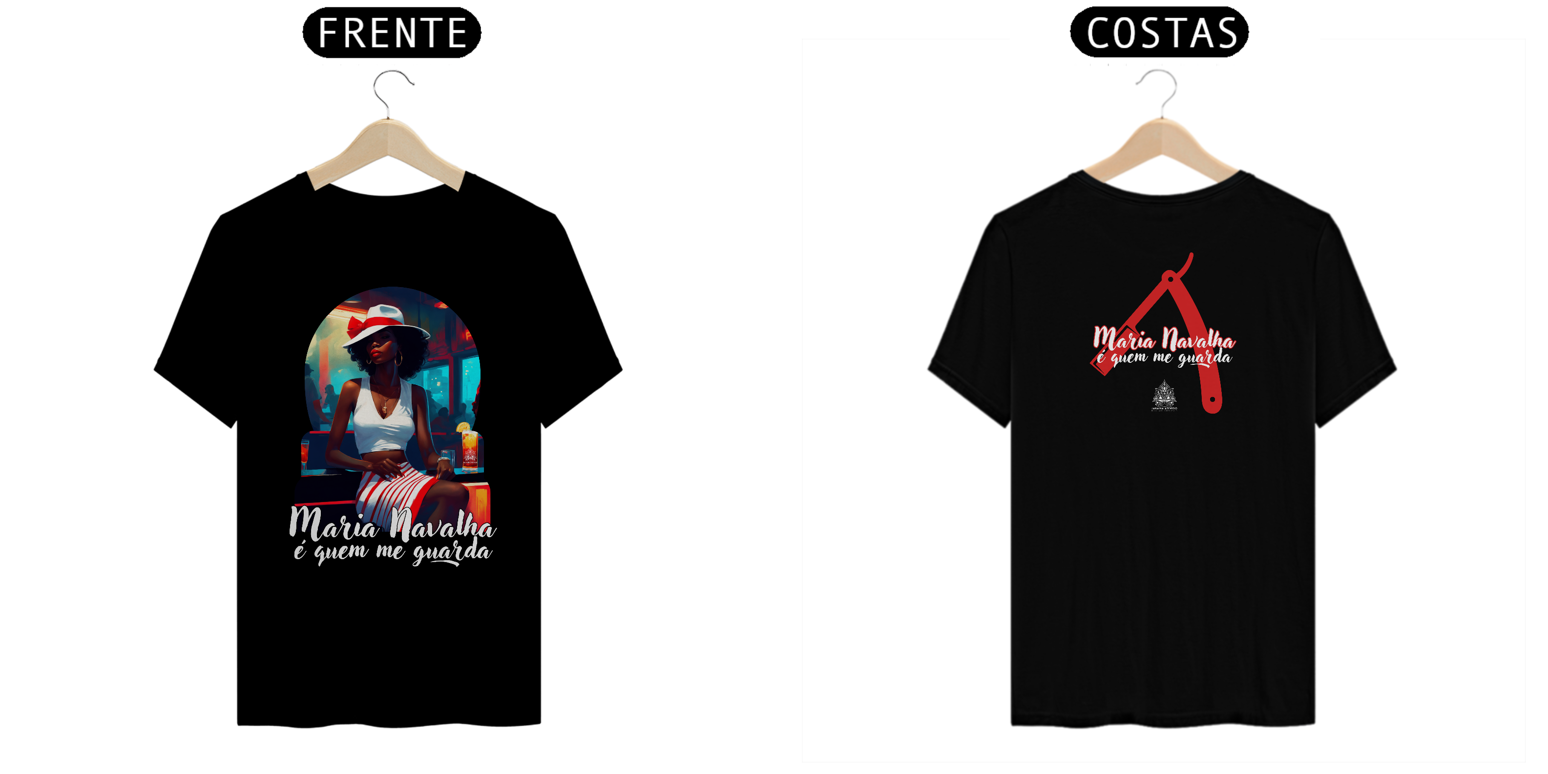 Camiseta Maria Navalha - Modelo 1 (PRETO & COLORS)