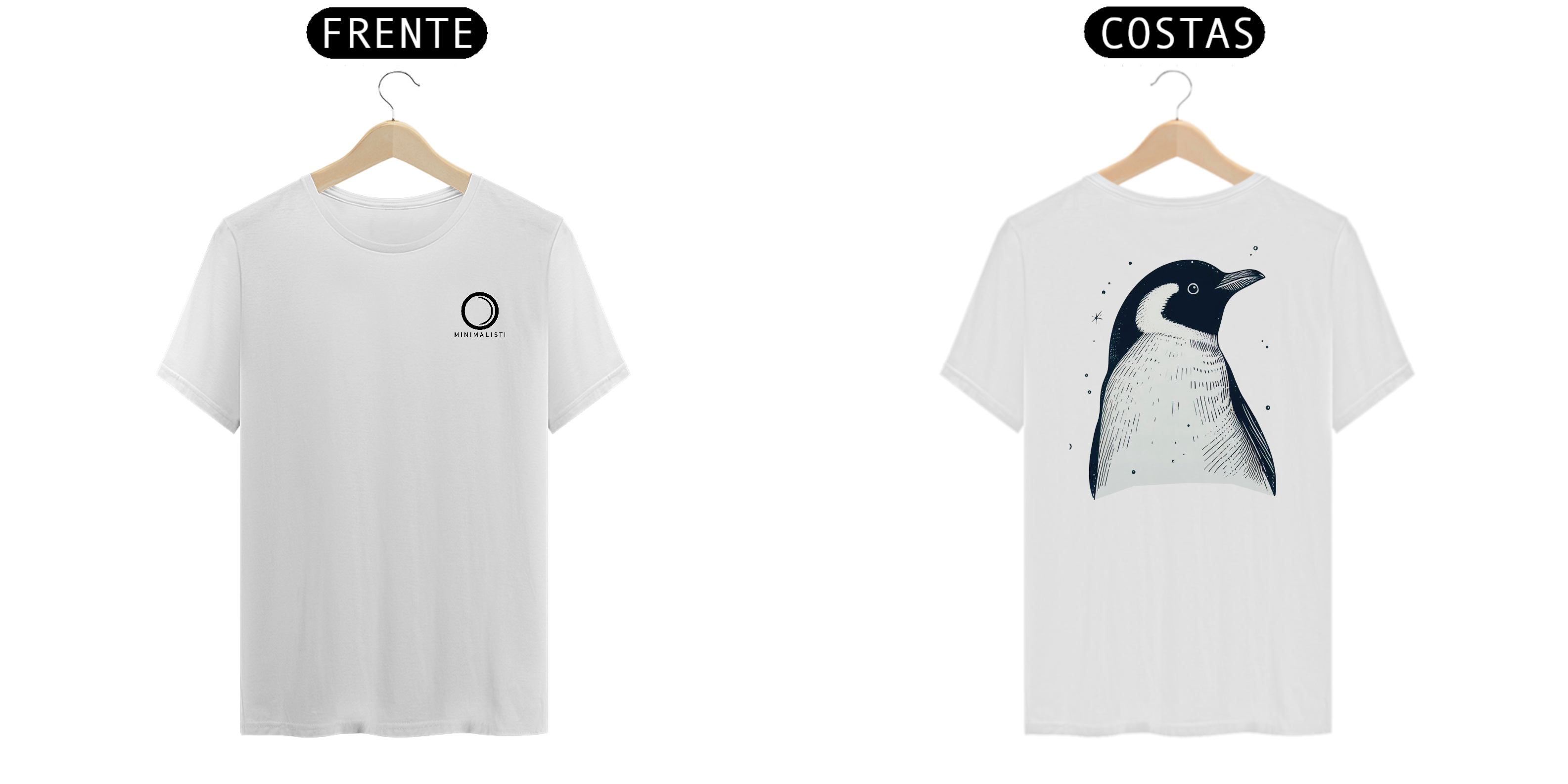 Camiseta Classic Pinguim, Arte nas Costas.