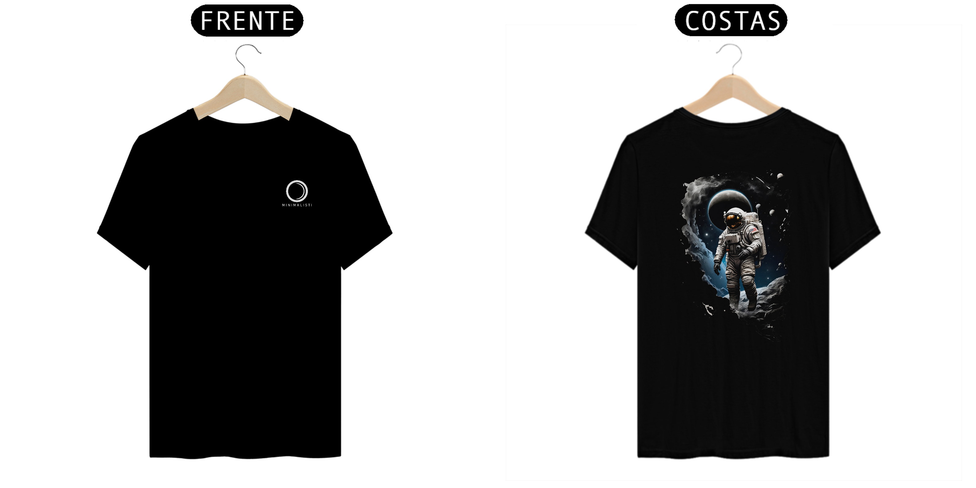 Camiseta Classic The Astronaut in The Moon, Arte nas Costas