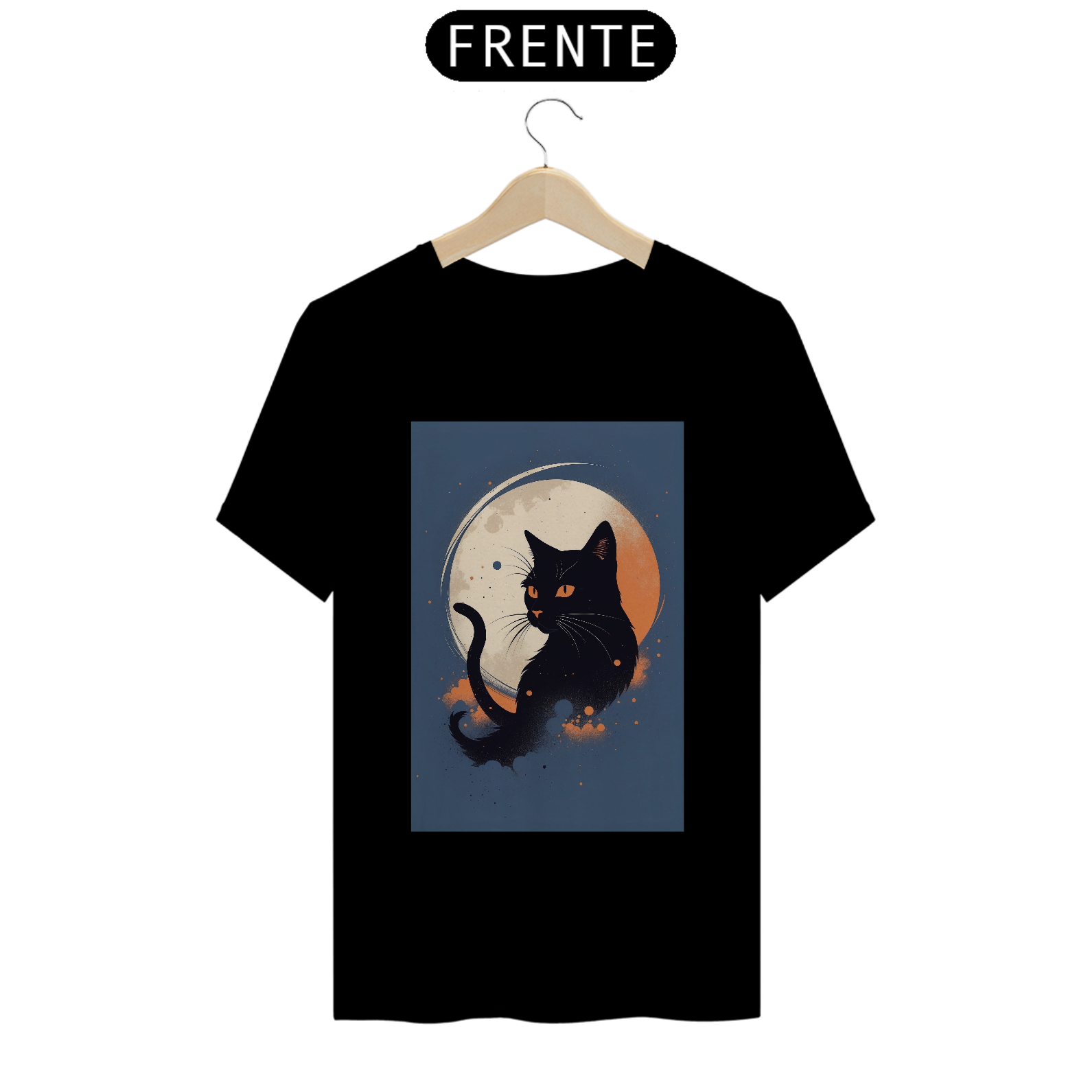 Camiseta Classic Black Cat, Arte Frontal.