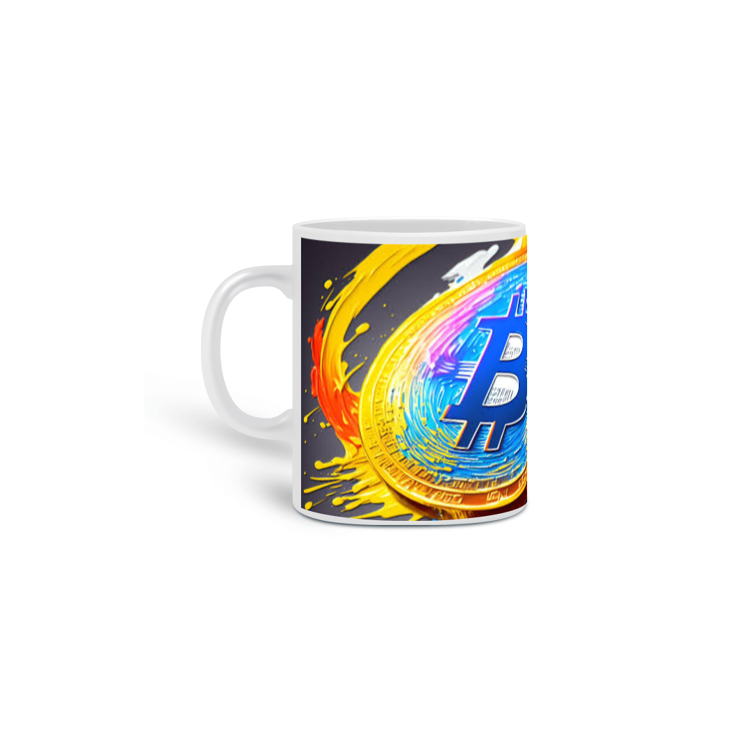 Caneca Tapa Bitcoin Colorida