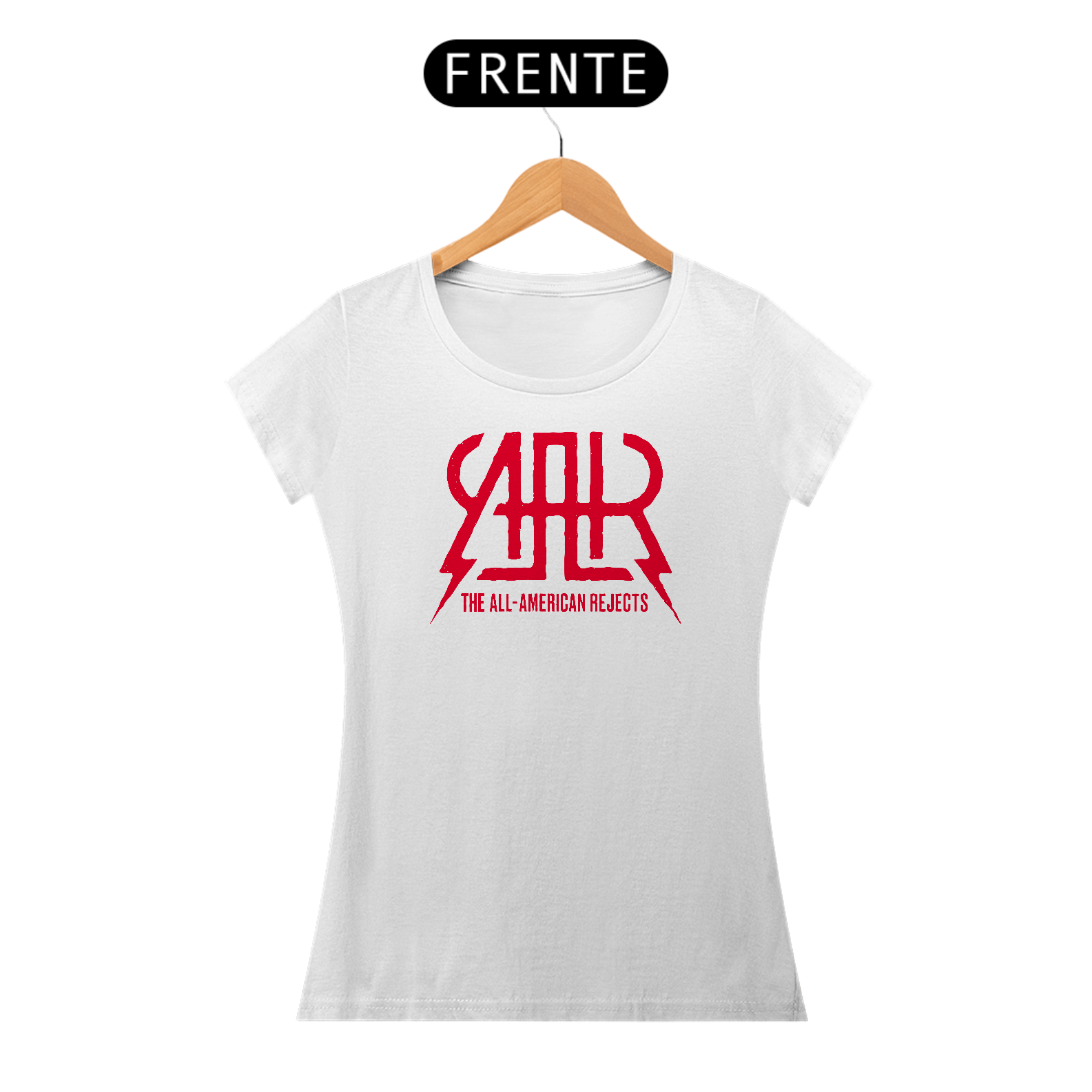 Camiseta THE ALL-AMERICAN REJECTS Feminina Baby Look Logo Vermelho