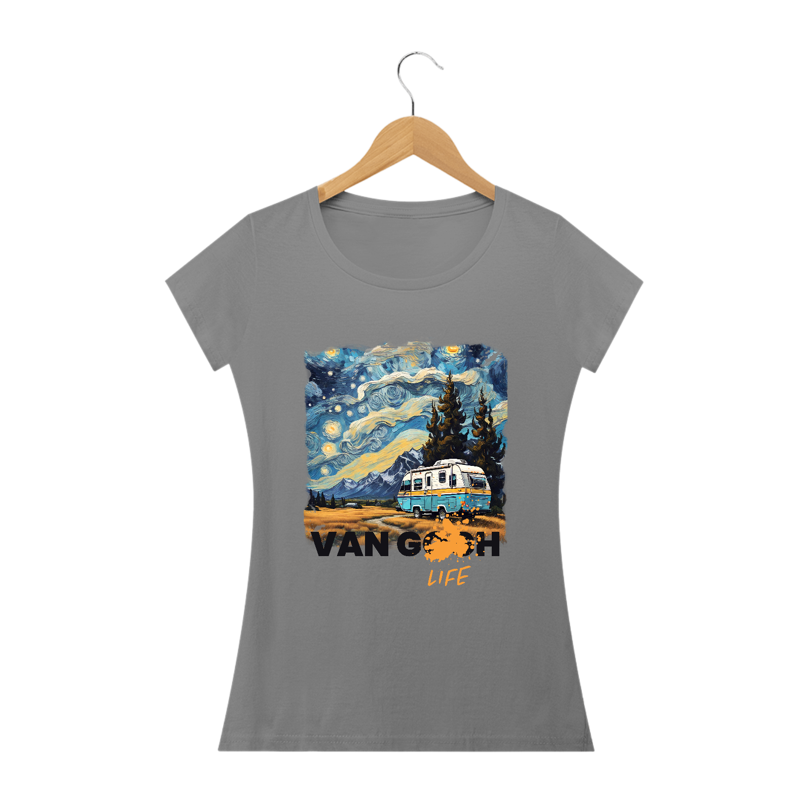 Camiseta Van Gogh - Babylook Long (cores claras)