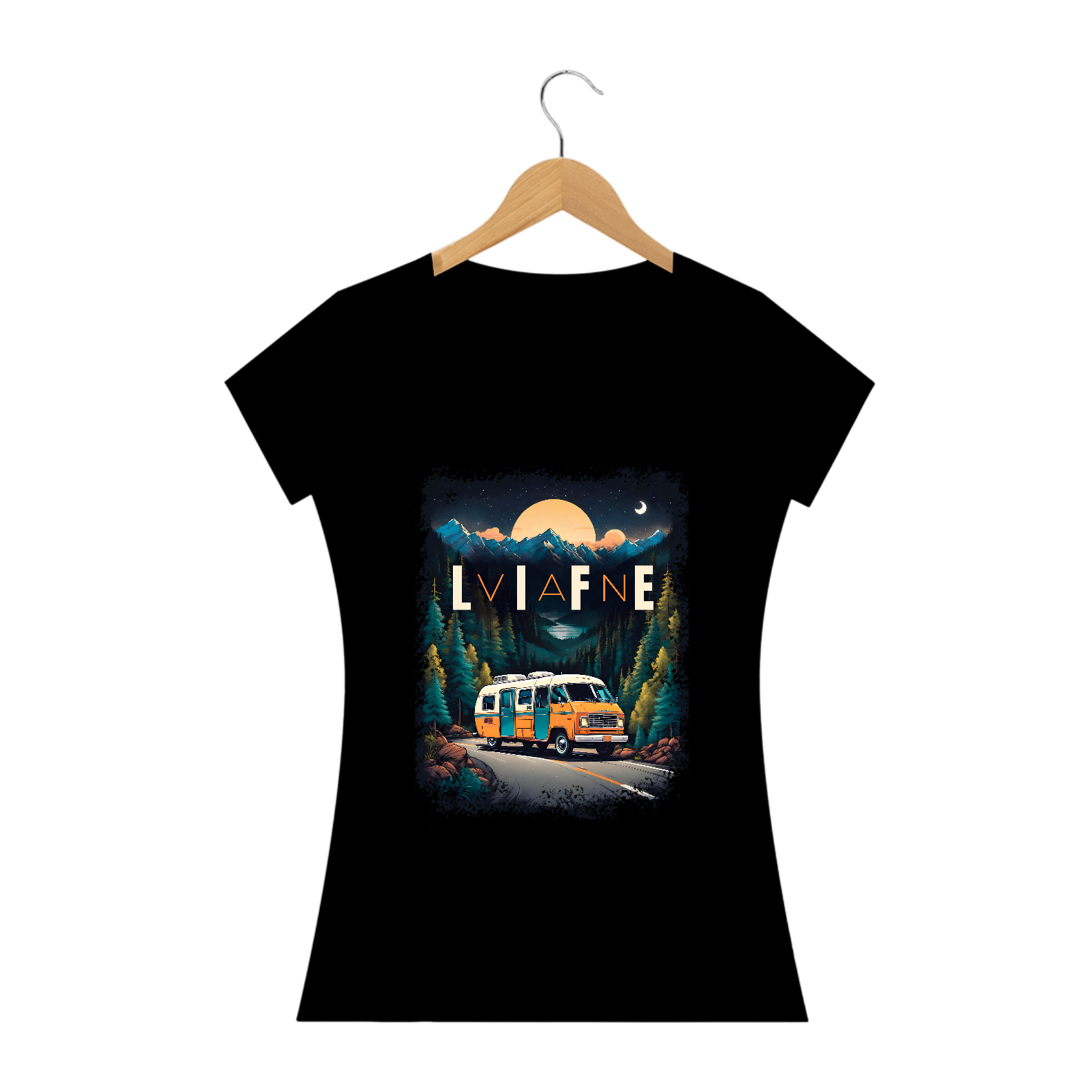 Camiseta Van Life - Babylook Long (cores escuras)