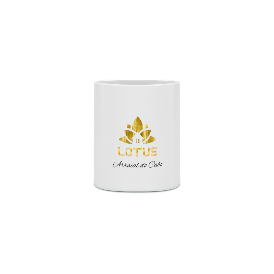 Nome do produto: Caneca Branca Lotus Arraial do Cabo