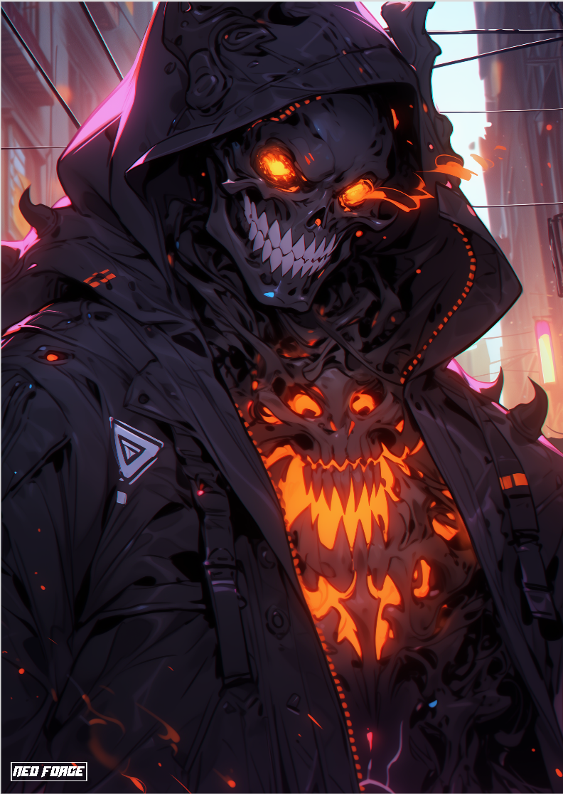 Nome do produto: Poster Skeleton Cyberpunk 