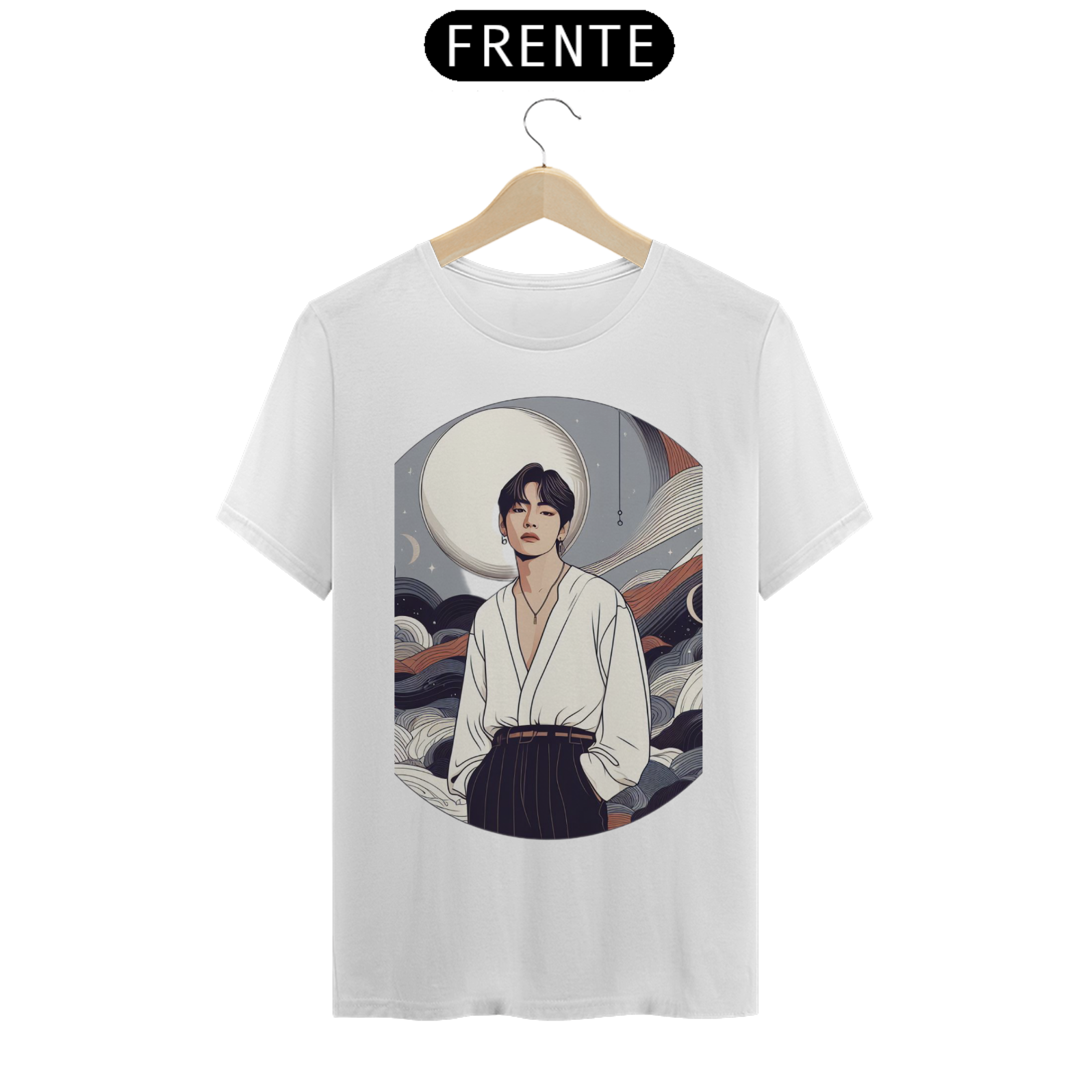 Camisa com estampa de desenho do cantor Kim Taehyung (BTS)