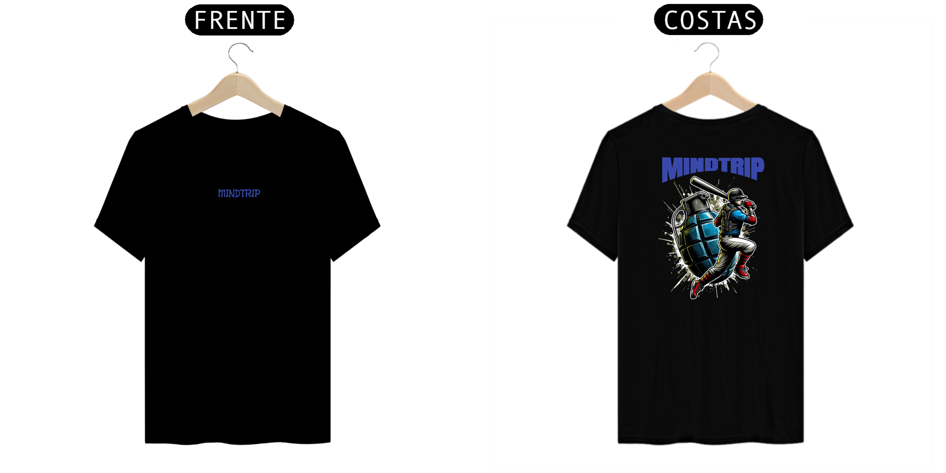 Camiseta Jogador de Baseball Com Granada de Fundo (Mindtrip Apparel)