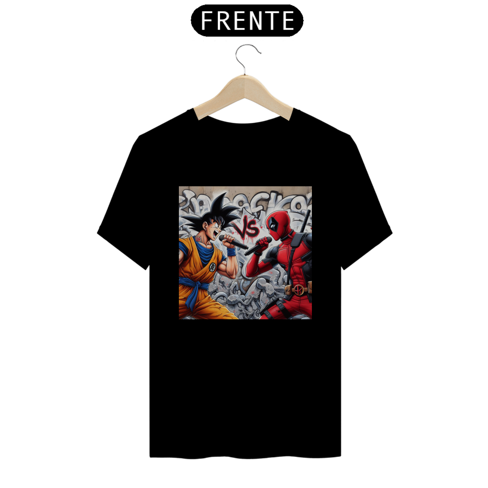 Camiseta Batalha Goku X Deadpool de Rap...