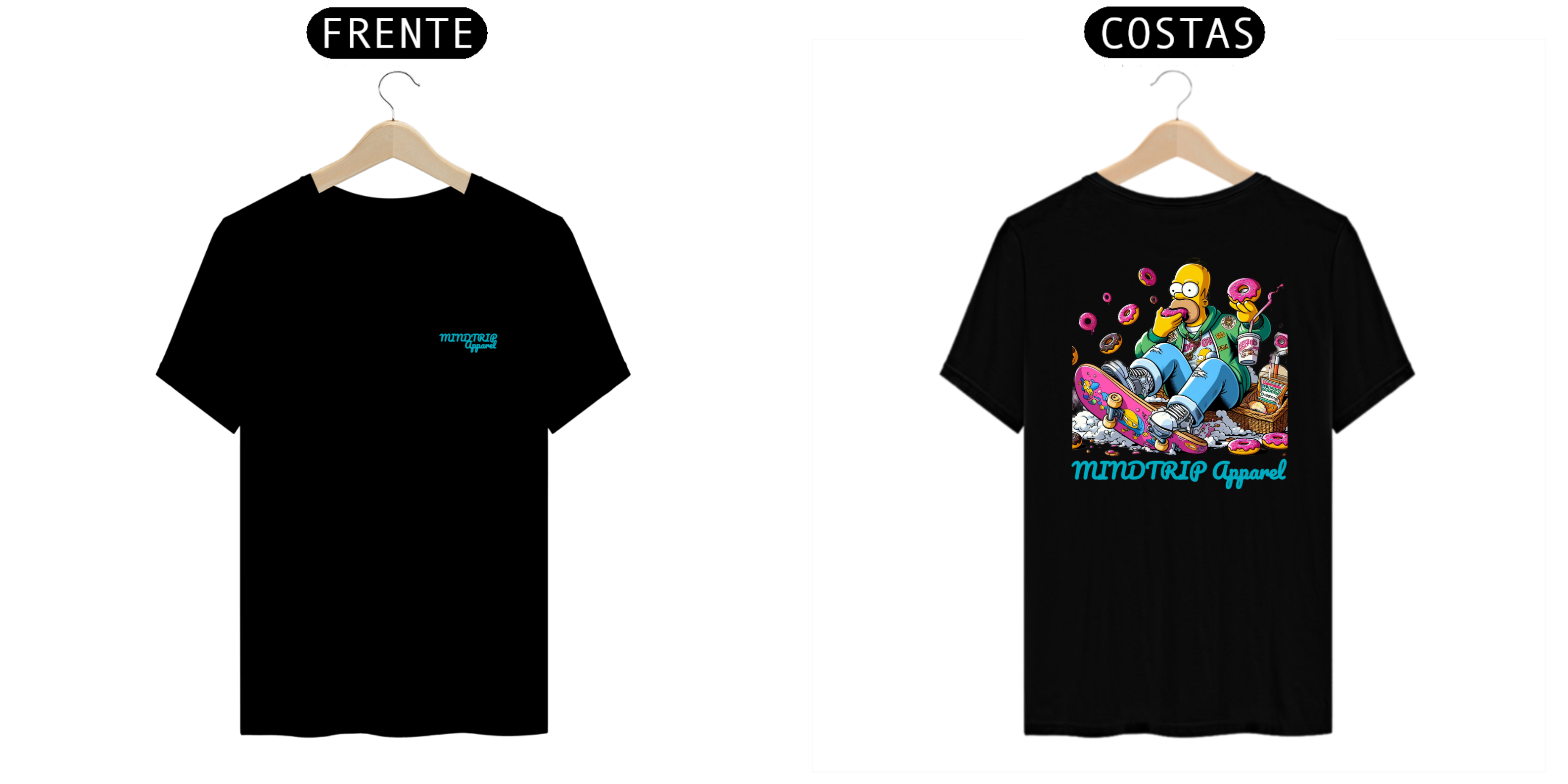 Camiseta Homer Skatista Comendo Donuts (Mindtrip Apparel)