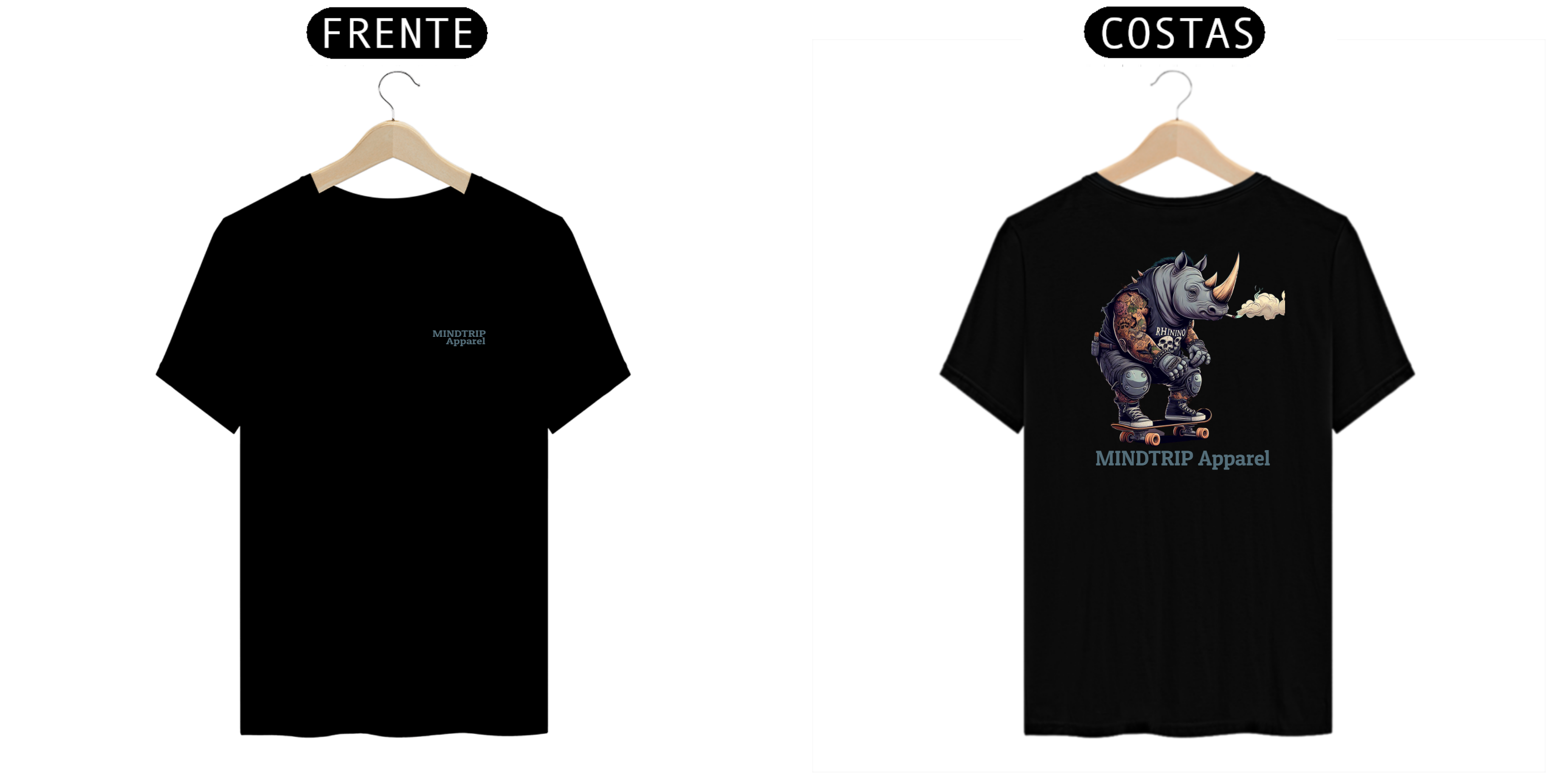 Camiseta Rinoceronte Andando de Skate (Mindtrip Apparel)