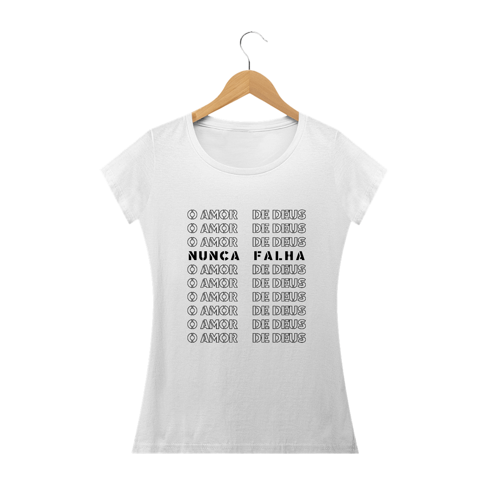 Camiseta Baby Long O Amor de Deus Nunca Falha - Identidade Cristã