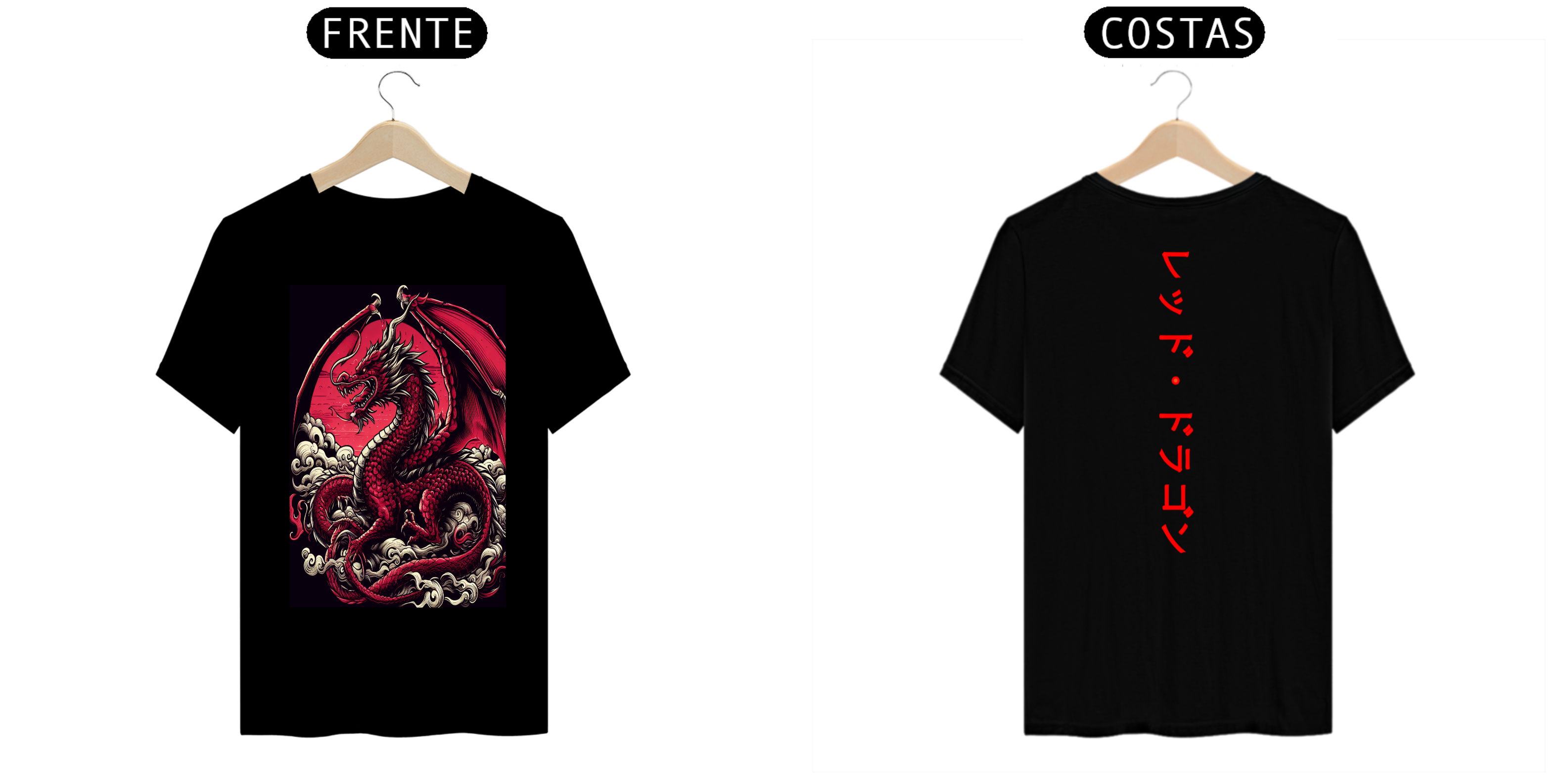 Nome do produto: Dragão Rubro: Elegância Sombria em Camiseta Noturna