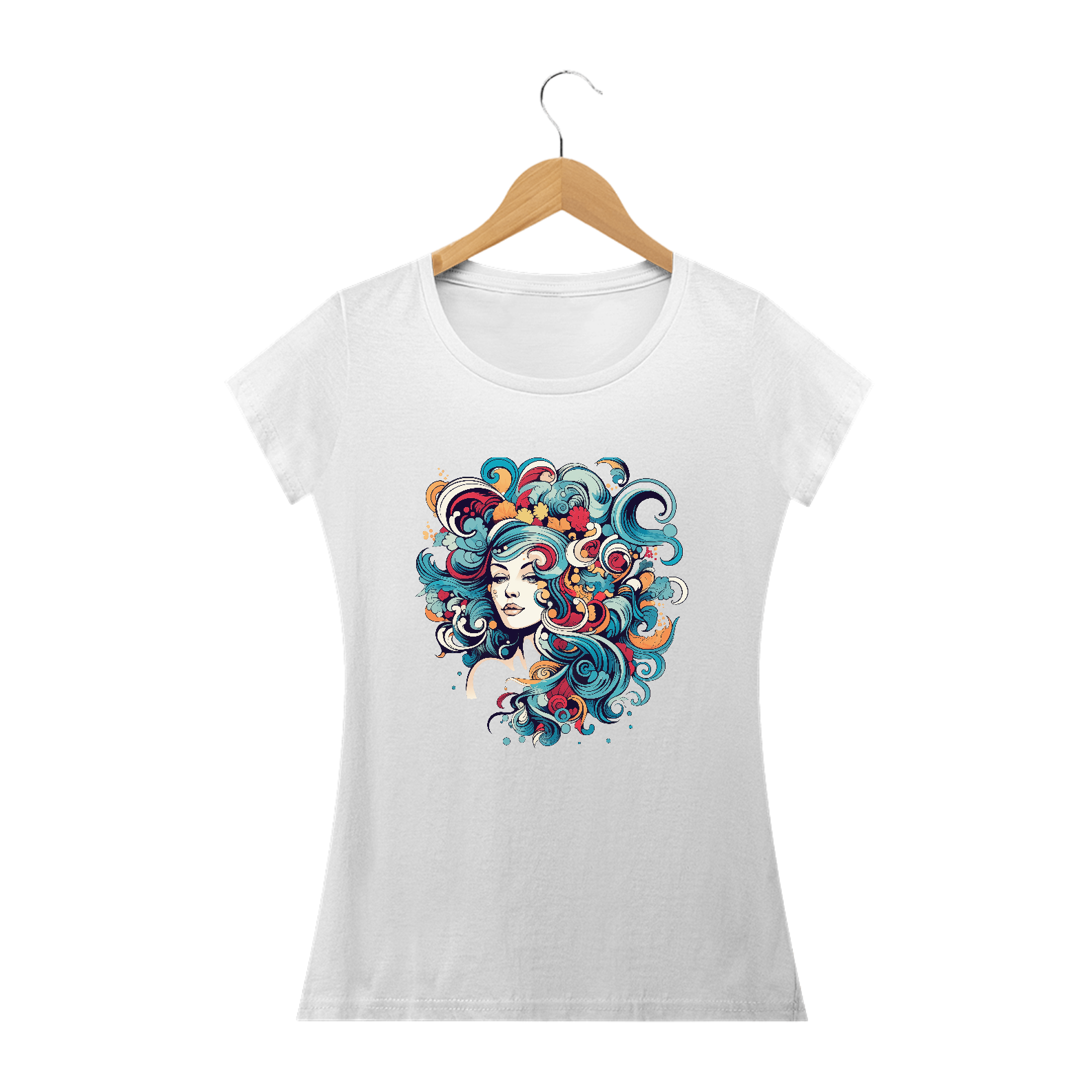 Camiseta Baby Look Cabelos Psicodélicos