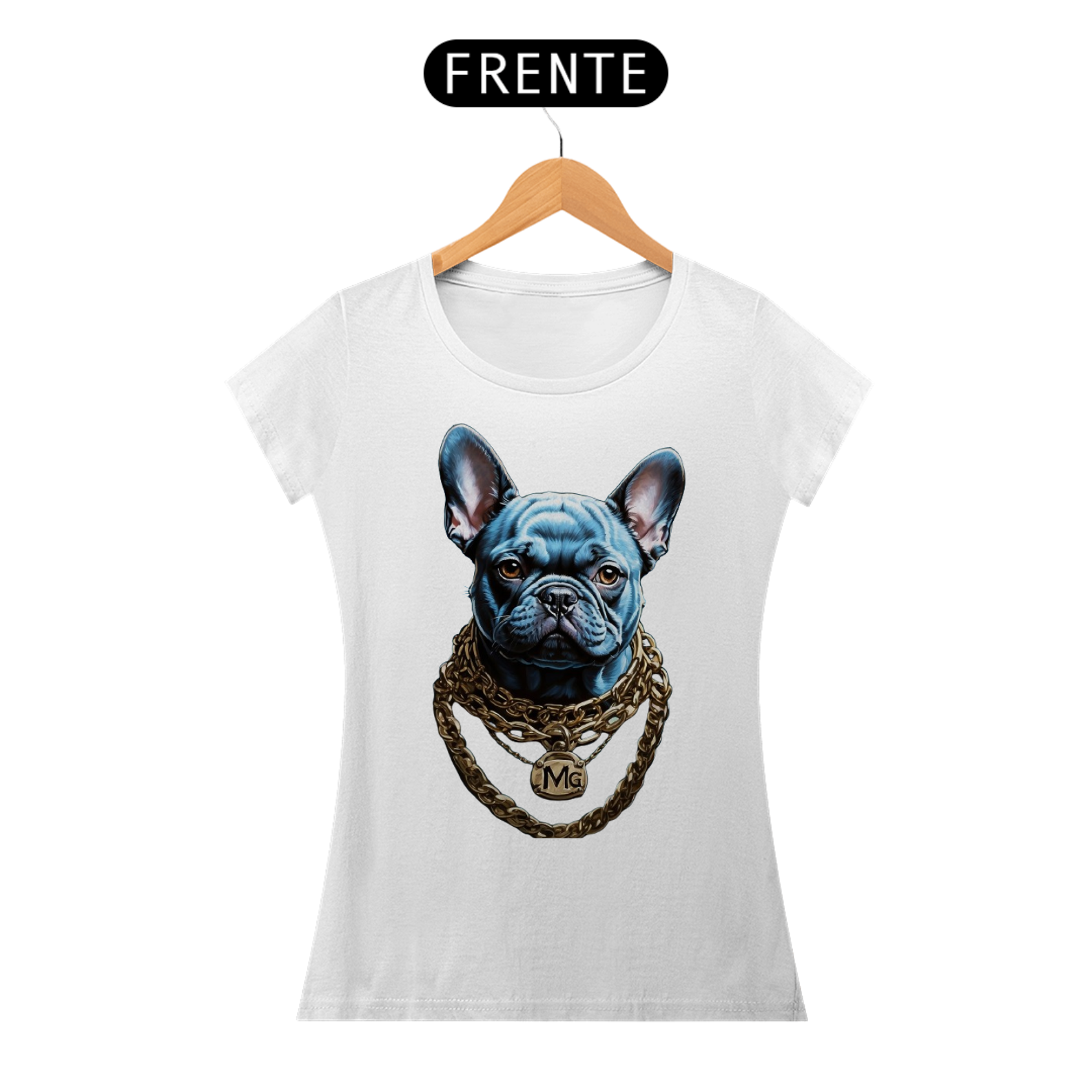 Baby Look Buldogue Mafioso Aquarela