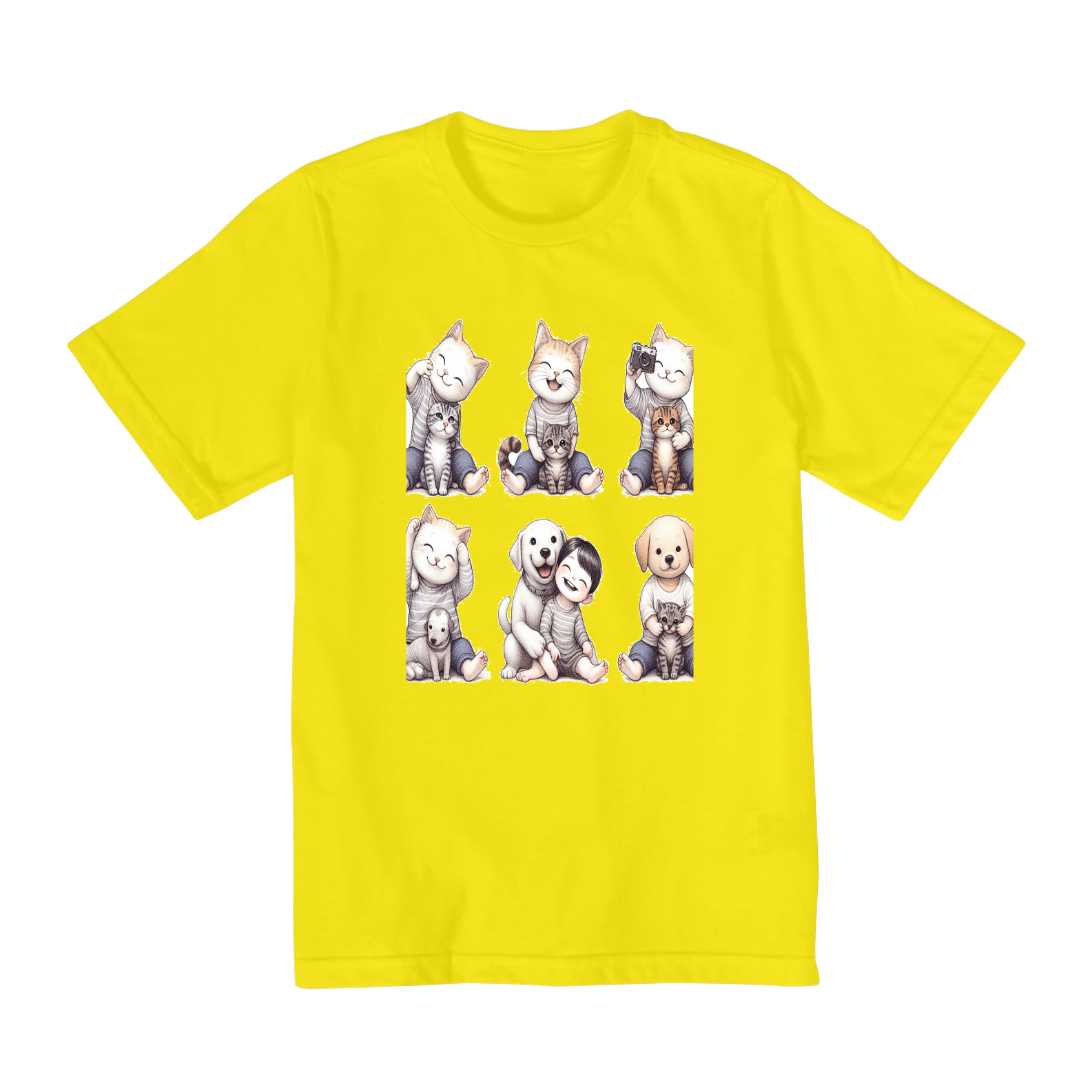 Camiseta Quality Infantil 2a/8a - Camiseta coletânea bebê gatos e cachorro