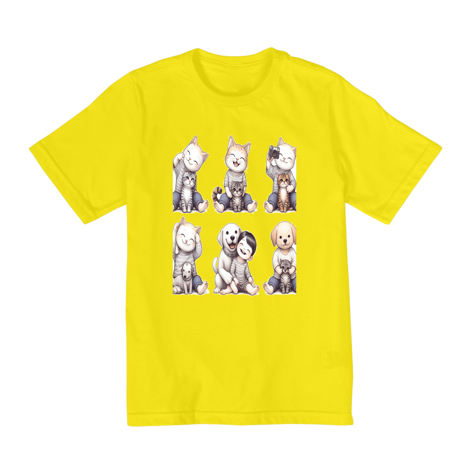 Camiseta Quality Infantil 10a/14a- Camiseta coletânea bebê gatos e cachorro
