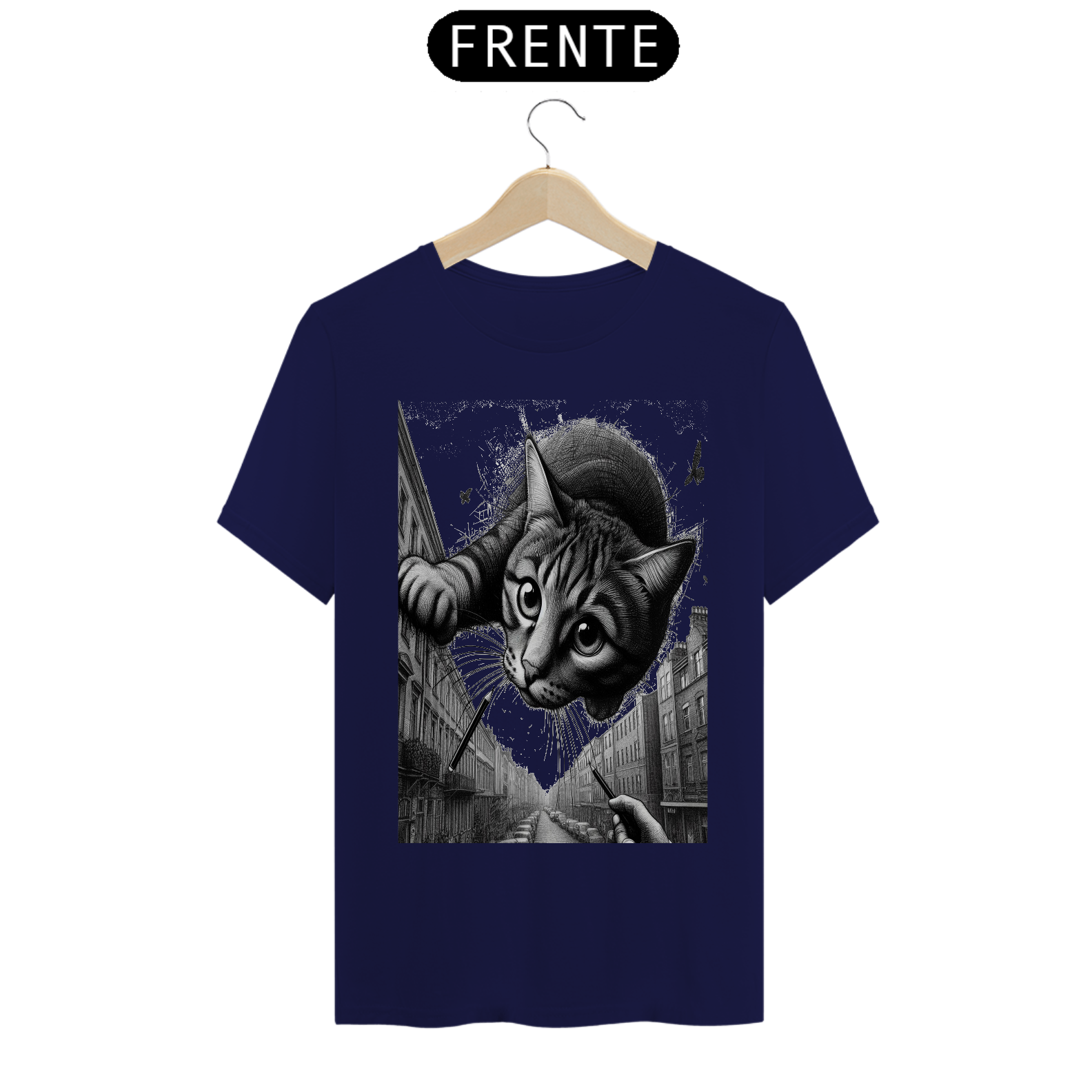 T-Shirt Classic -  Gato Saindo do céu