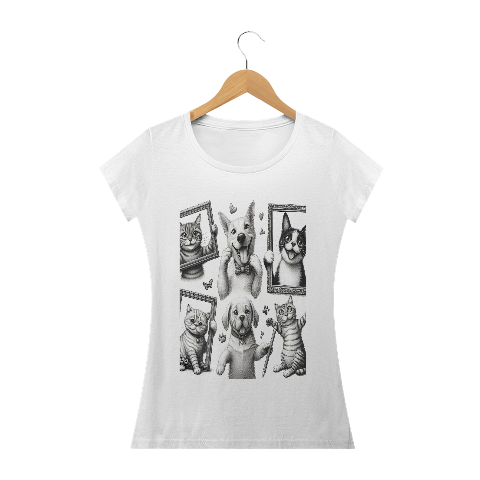 Camiseta Baby Long Classic -Gatos e cachorro Coletânea III