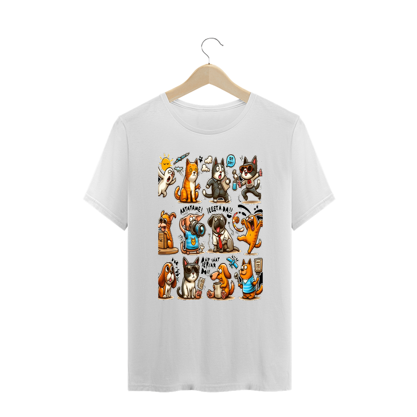 T-Shirt PLUS SIZE - Gatos e cachorro Coletânea IV