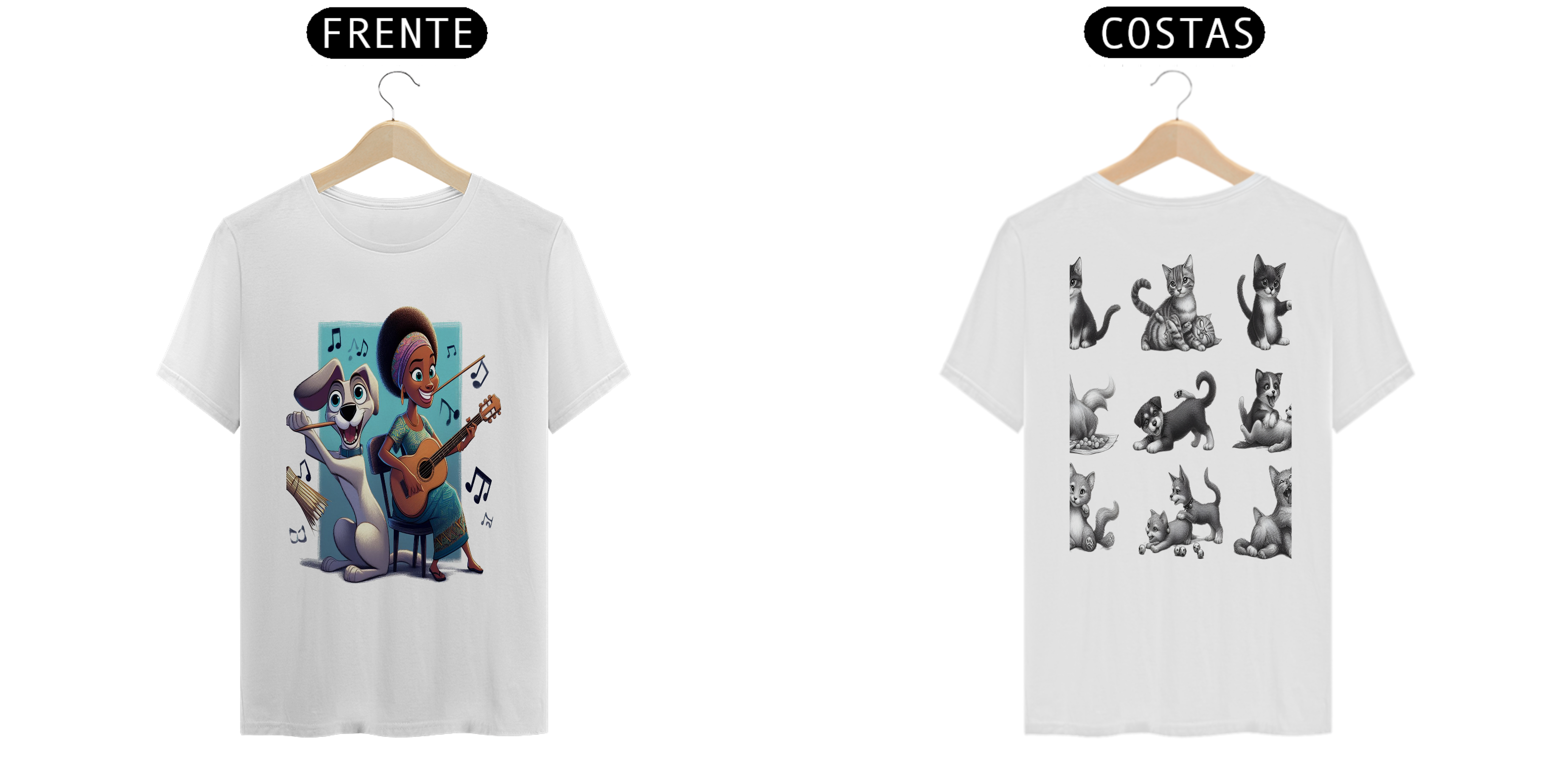 Nome do produto: T- shirt Quality - Camiseta cachorro Tocando V/F