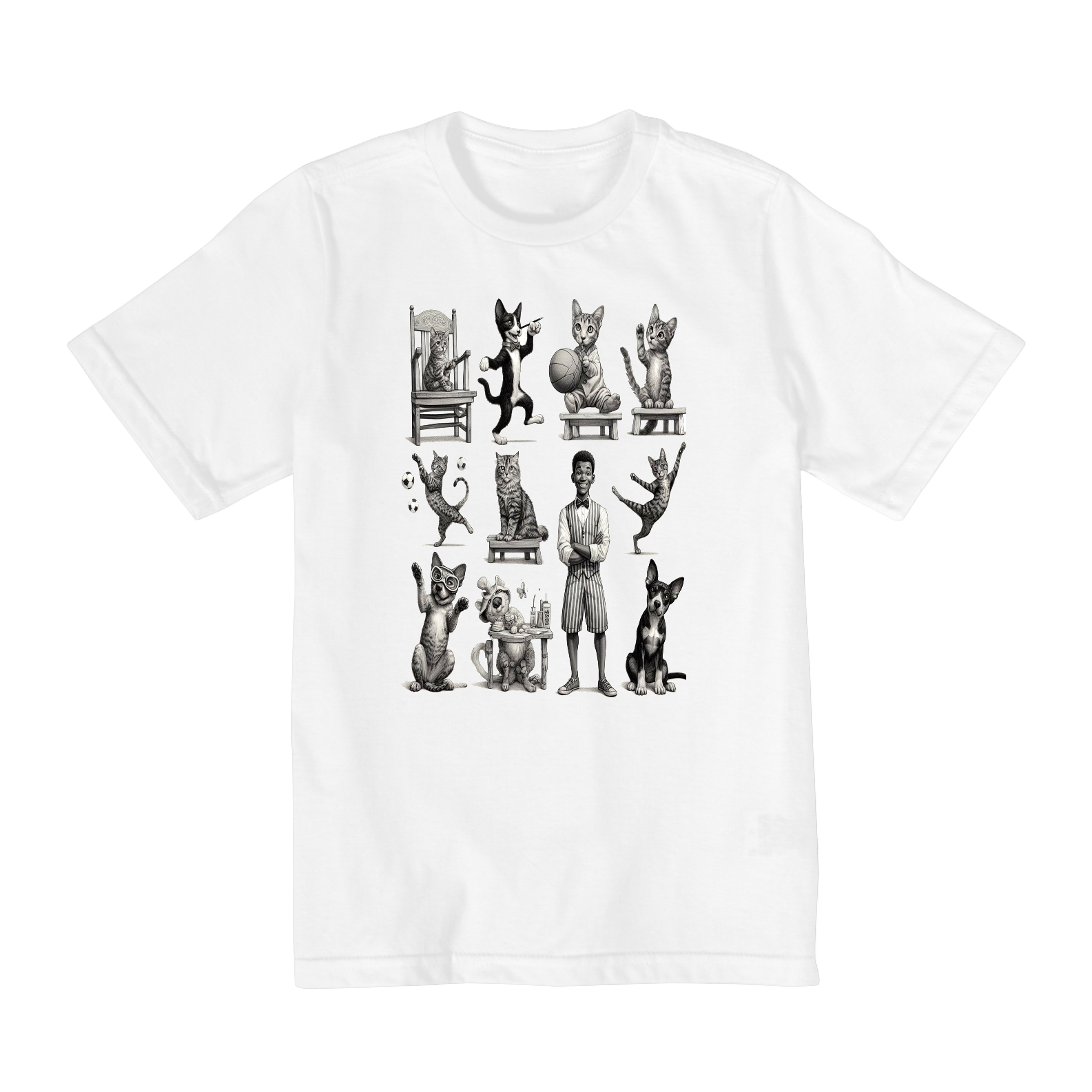 Camiseta Quality Infantil 10a/14a- Coletânea gato e cachorro e gente 