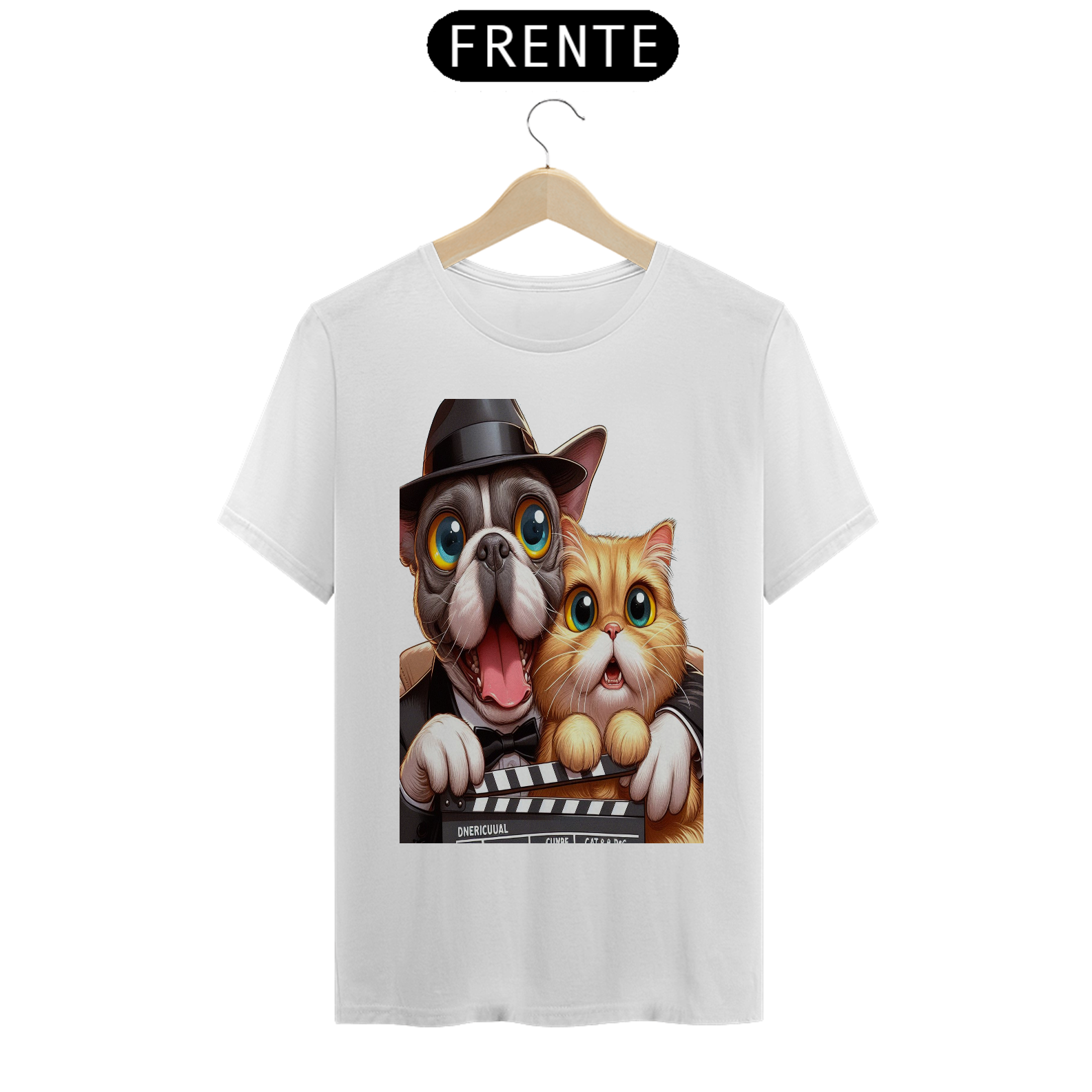 T-Shirt Classic - Gato e cachorro claquete