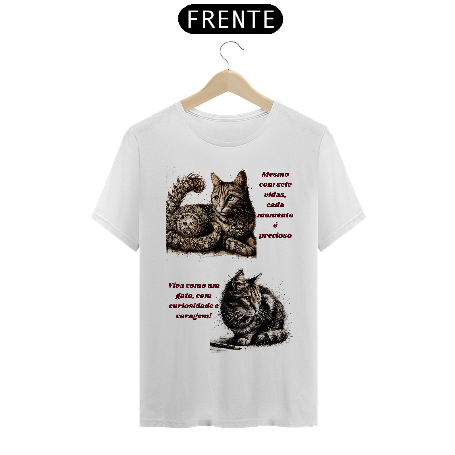 T-Shirt Classic -  Gato em desenho Lápis II