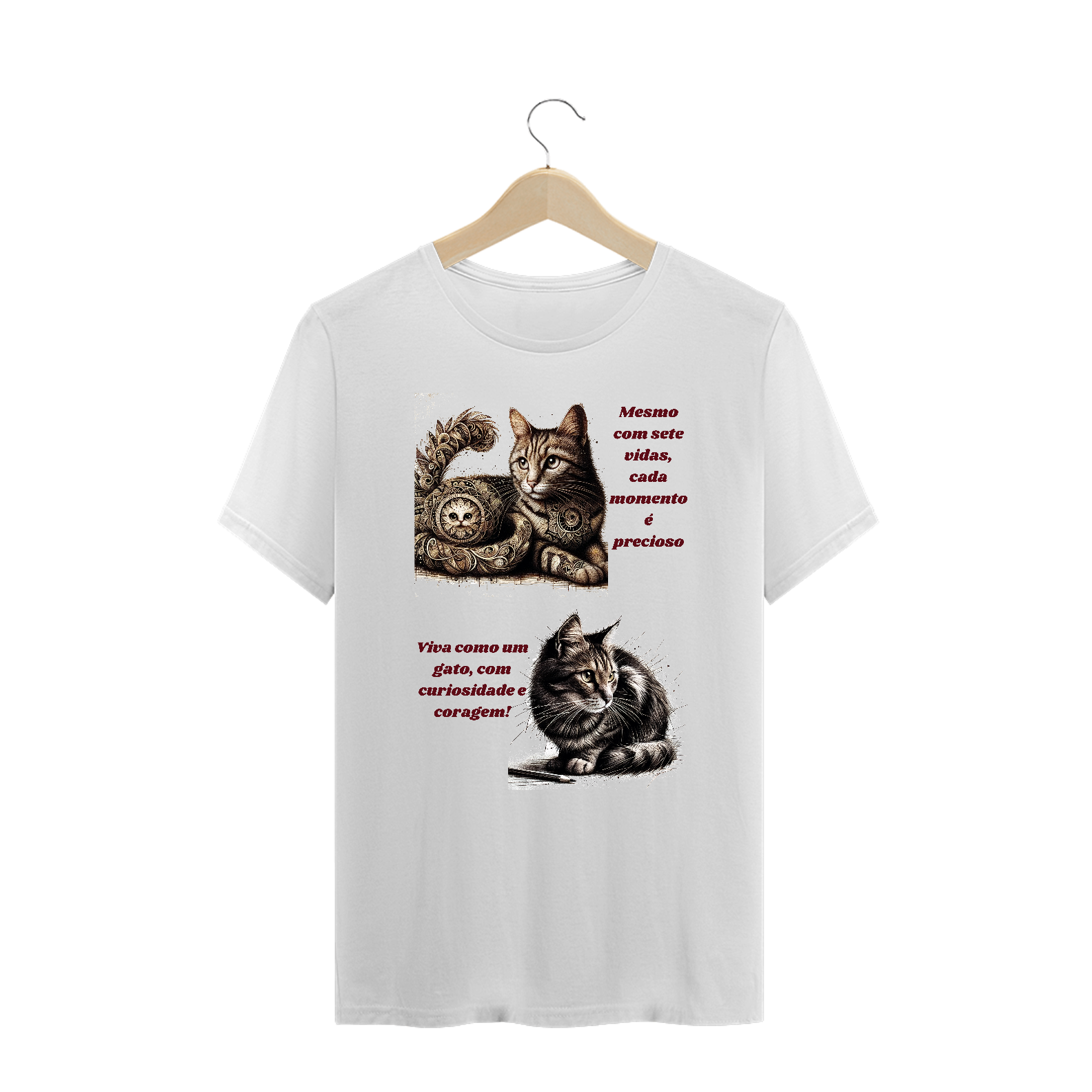 T-Shirt PLUS SIZE - Gato em desenho Lápis II