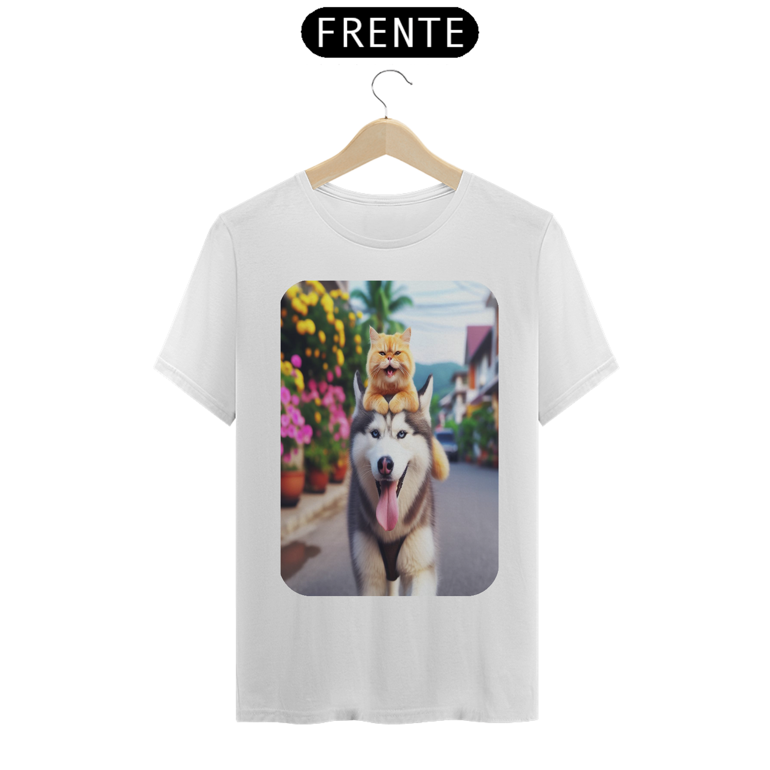 T-Shirt Classic - Camiseta Gatos e Husky