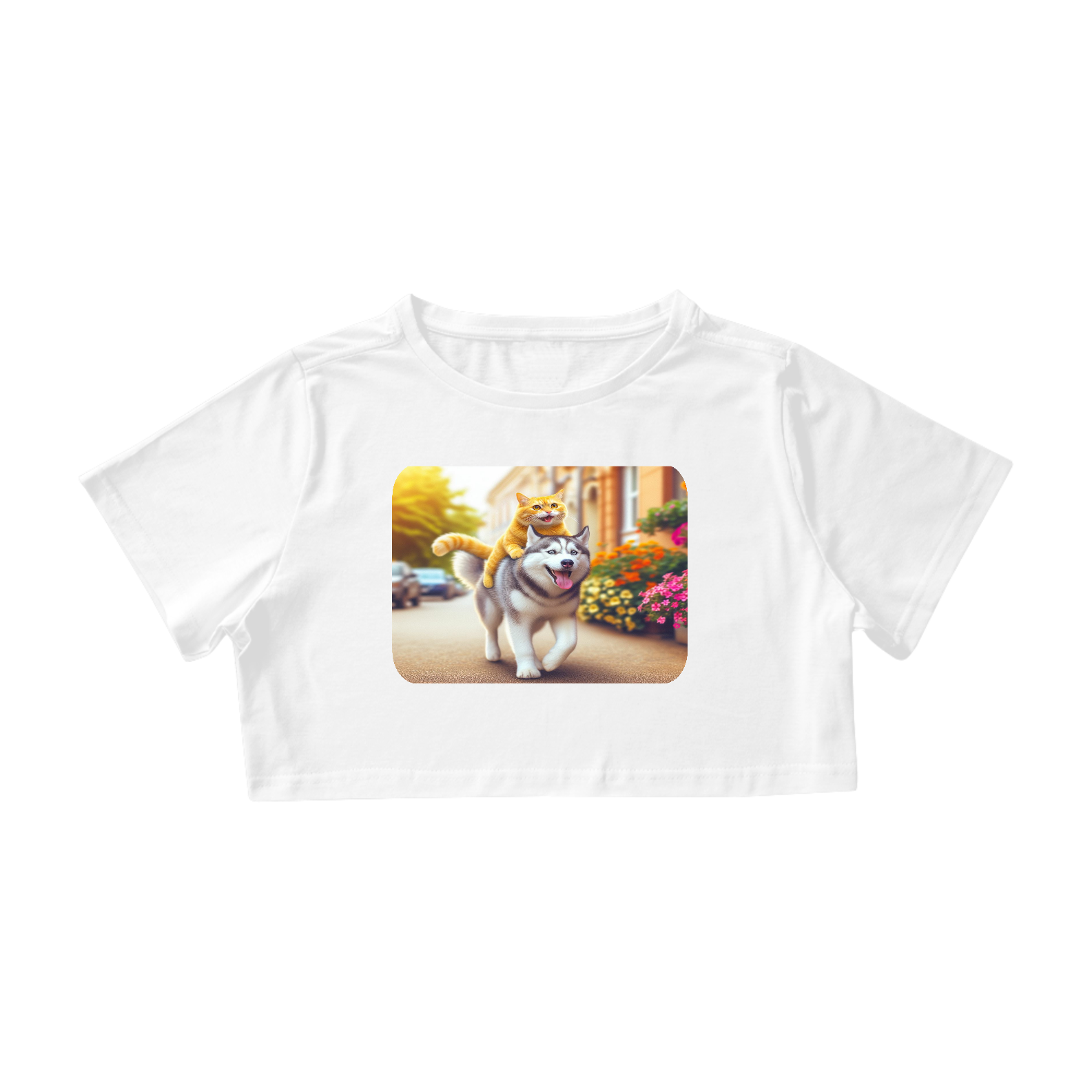 Camiseta Cropped -Camiseta Gatos e Husky II
