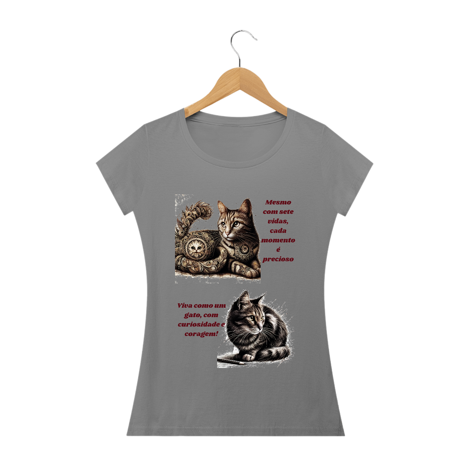 Camiseta Baby Long Quality - Gato em desenho Lápis II