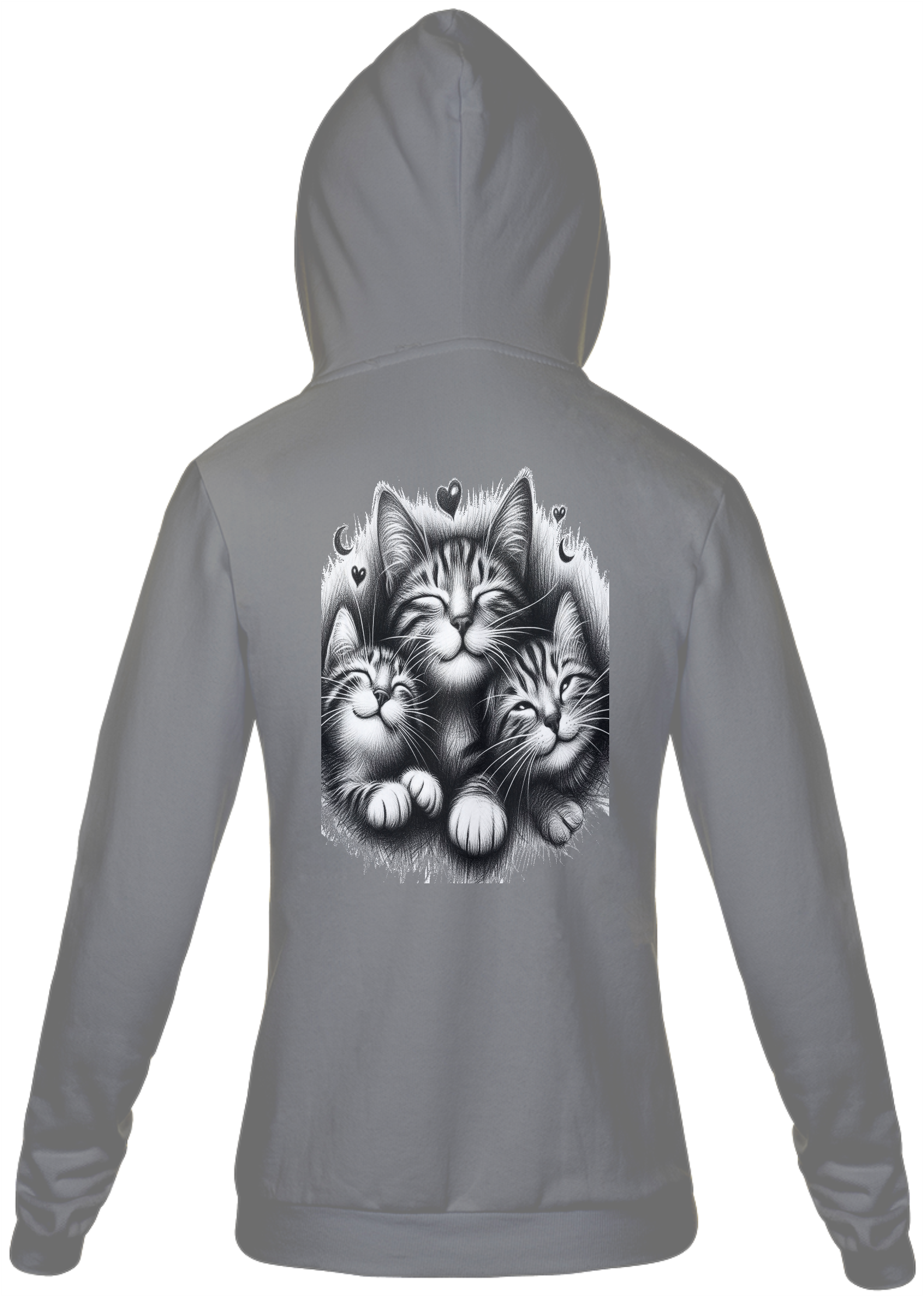 Moleton Capuz e ziper- 3 gatinhos sorrindo