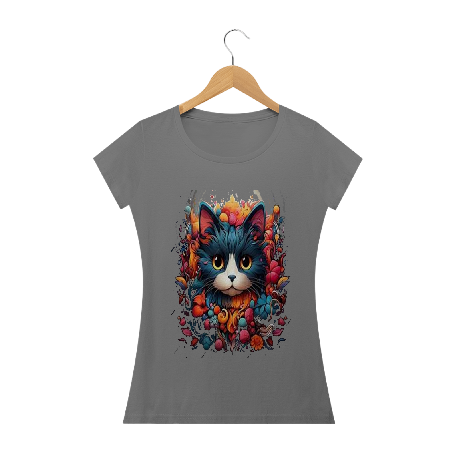 Camiseta Baby Long Estonada- Gato busto