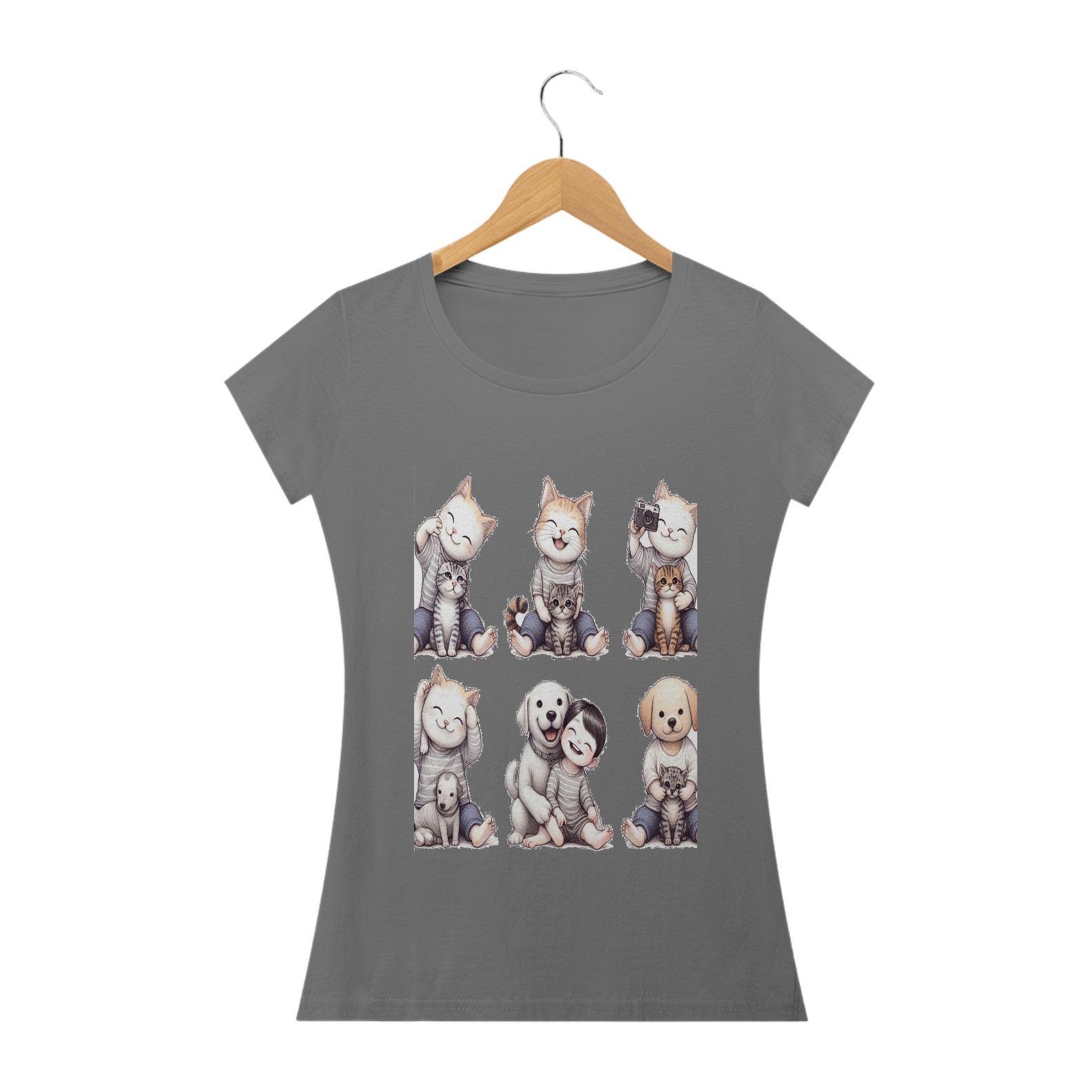 Camiseta Baby Long Estonada- Camiseta coletânea bebê gatos e cachorro