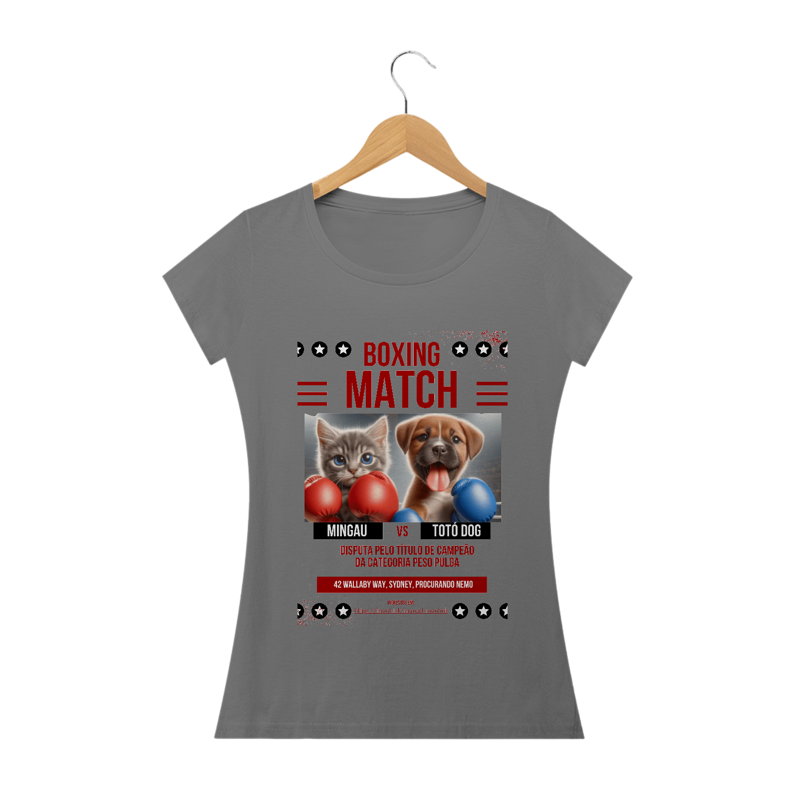 Camiseta Baby Long Estonada-  Boxe GatoXCão Peso Pulga