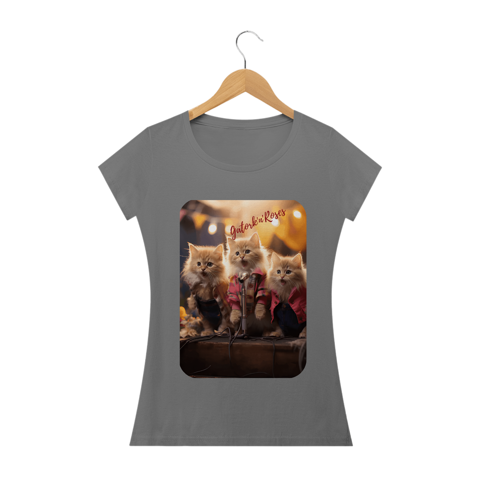 Camiseta Baby Long Estonada- Gato -Banda Gatork'n' Roses